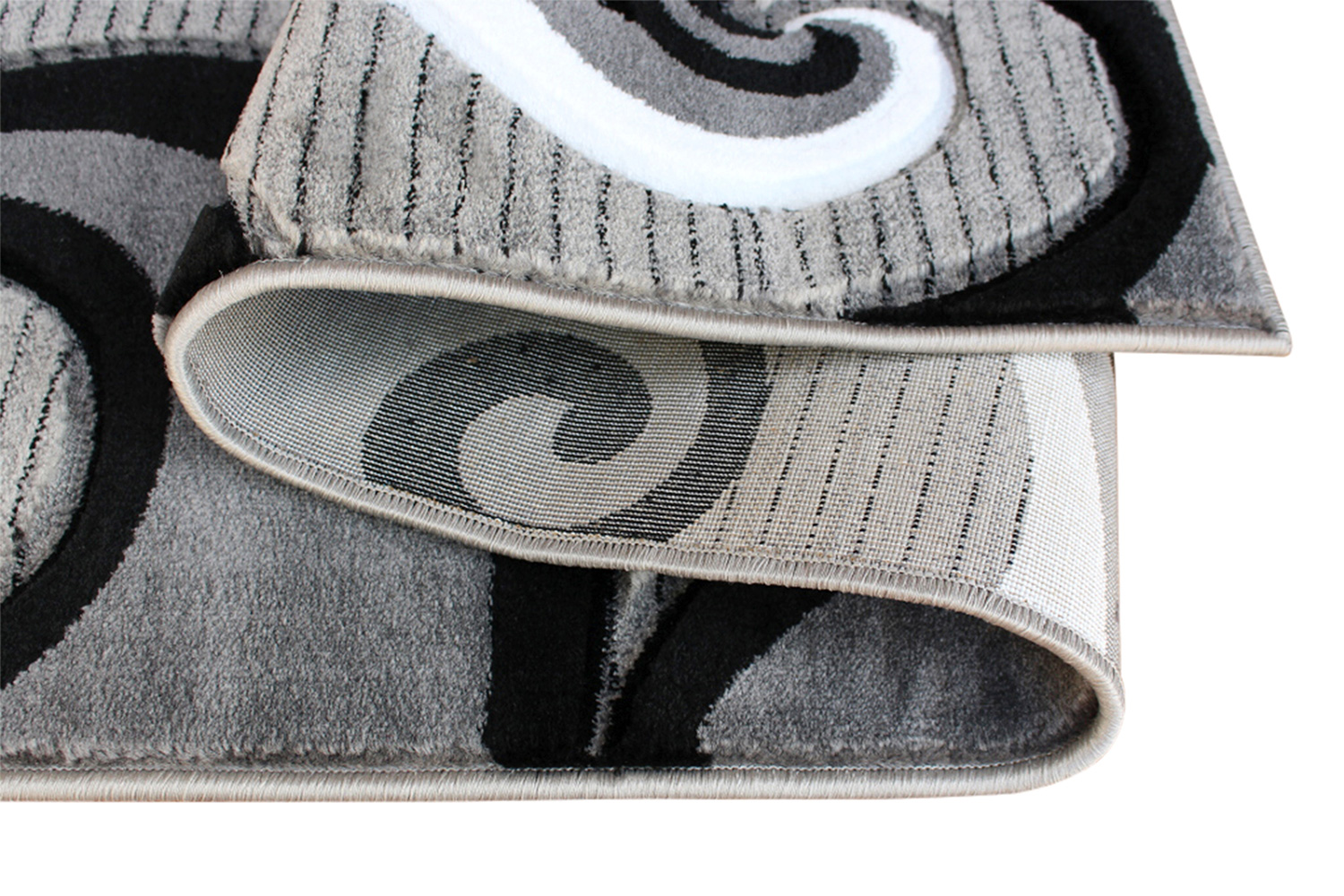 BLNK Athos Collection Abstract Olefin Area Rug with Jute Backing - Gray, 2'W x 7'L