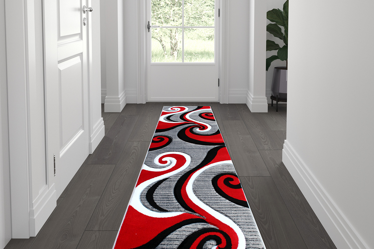 BLNK - Athos Collection Abstract Olefin Area Rug with Jute Backing