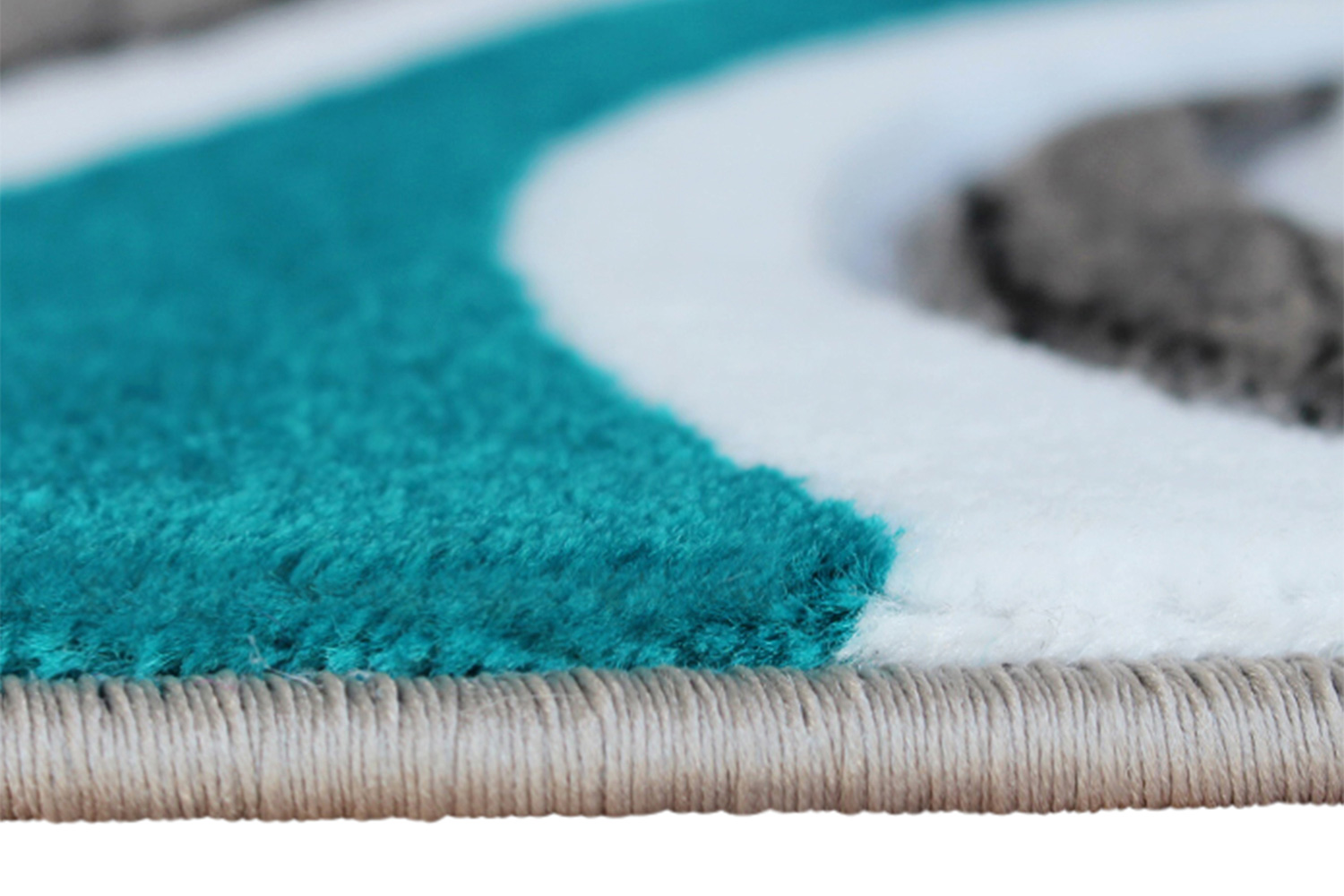 BLNK Athos Collection Abstract Olefin Area Rug with Jute Backing - Turquoise, 2'W x 7'L