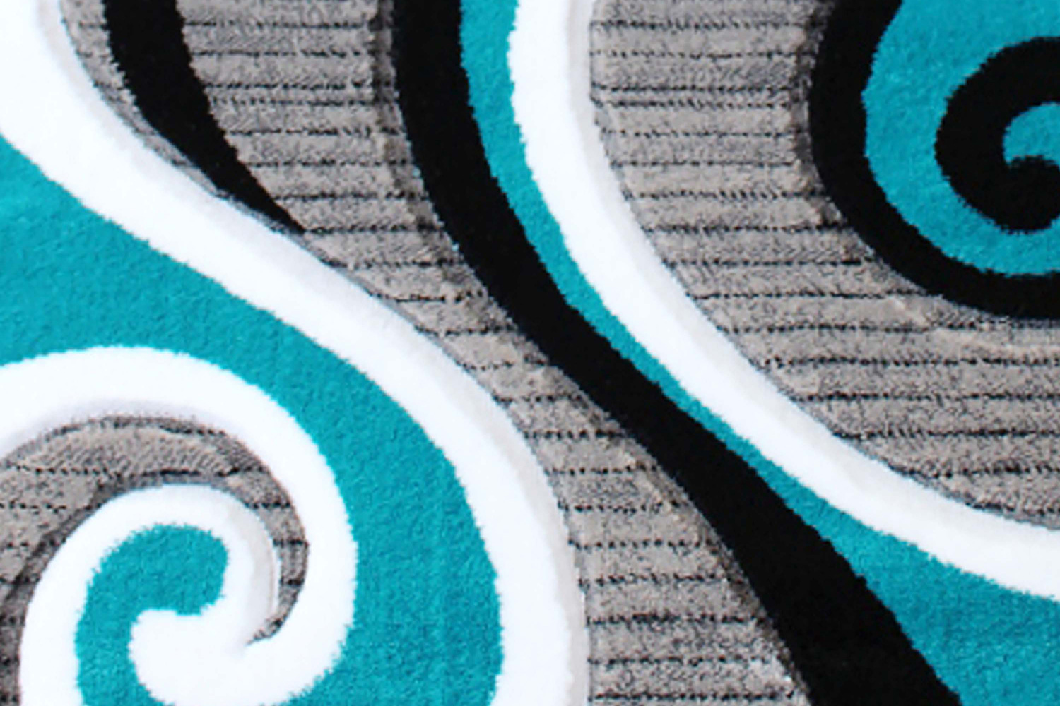 BLNK Athos Collection Abstract Olefin Area Rug with Jute Backing - Turquoise, 2'W x 7'L