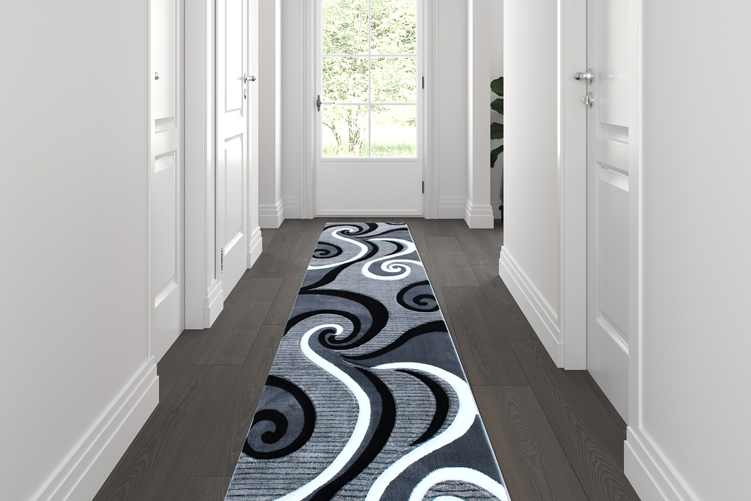 BLNK - Athos Collection Abstract Olefin Area Rug with Jute Backing