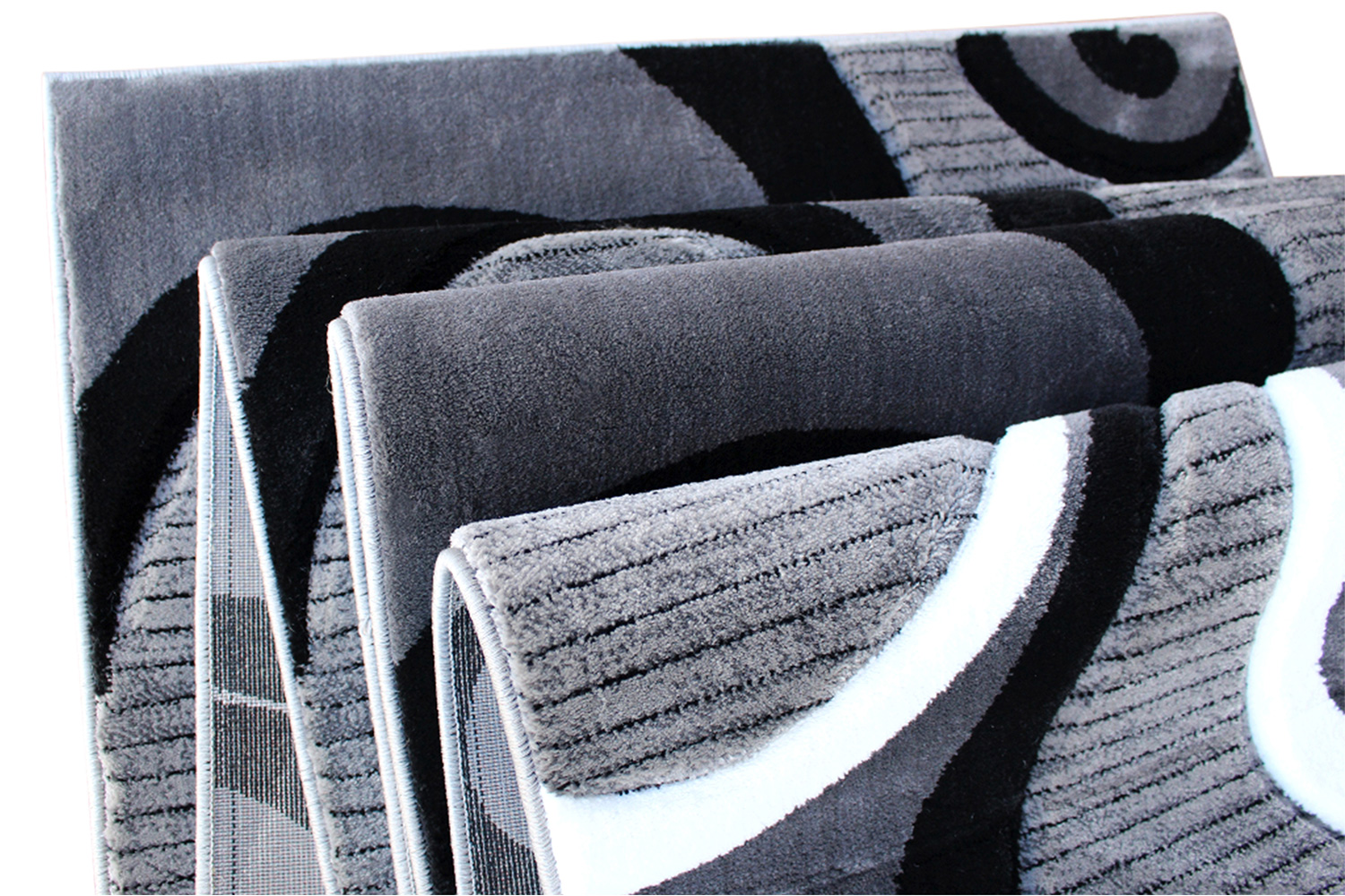 BLNK Athos Collection Abstract Olefin Area Rug with Jute Backing - Gray, 3'W x 10'L