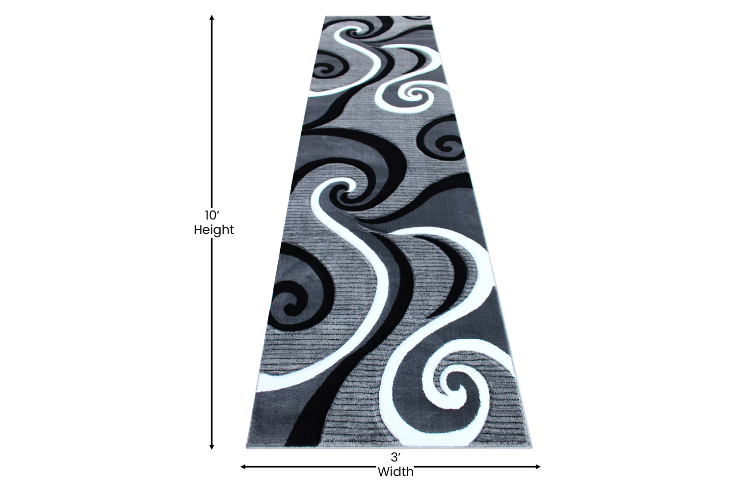BLNK Athos Collection Abstract Olefin Area Rug with Jute Backing - Gray, 3'W x 10'L