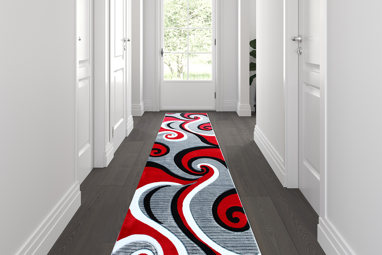 BLNK - Athos Collection Abstract Olefin Area Rug with Jute Backing