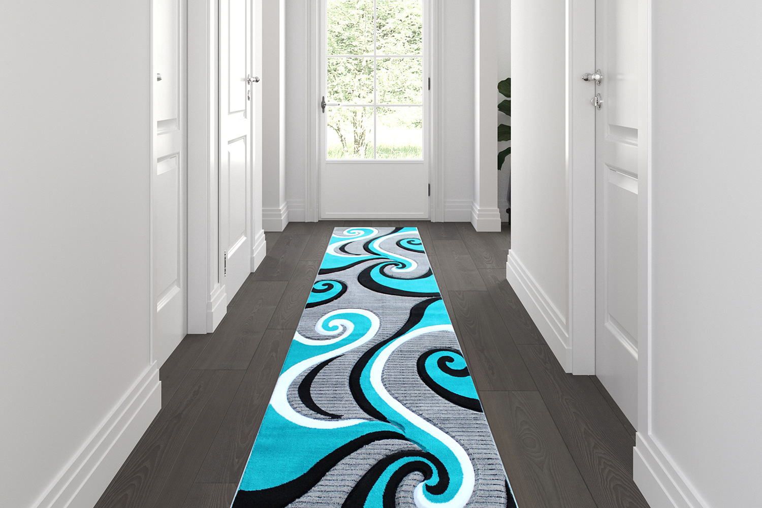 BLNK - Athos Collection Abstract Olefin Area Rug with Jute Backing