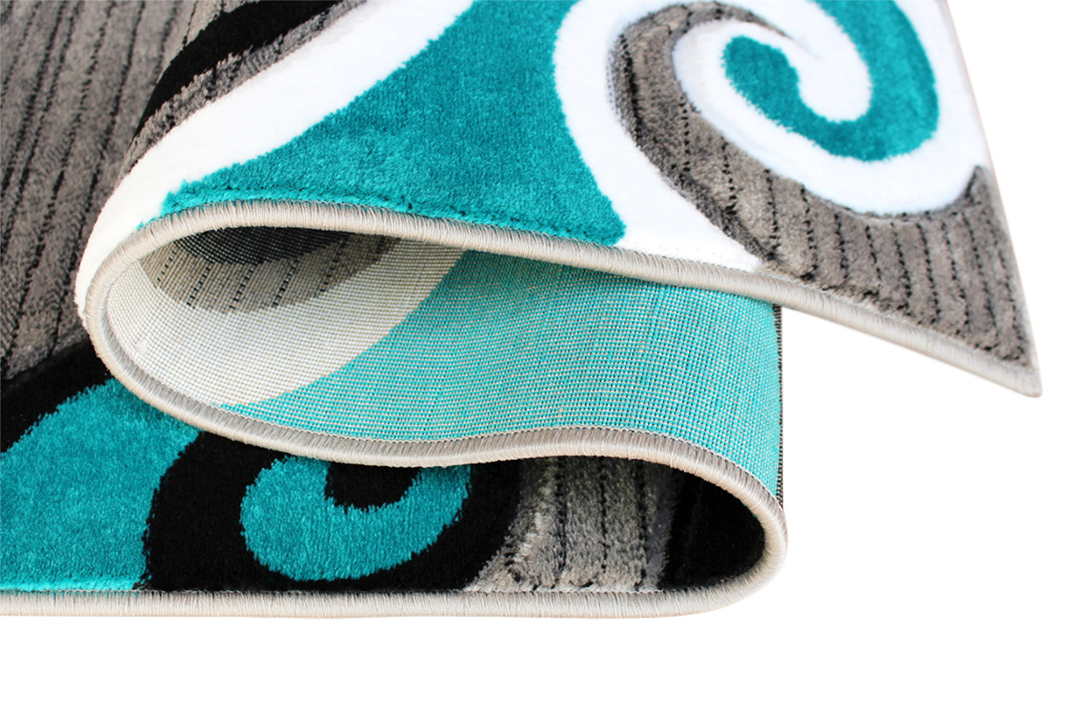 BLNK Athos Collection Abstract Olefin Area Rug with Jute Backing - Turquoise, 3'W x 10'L