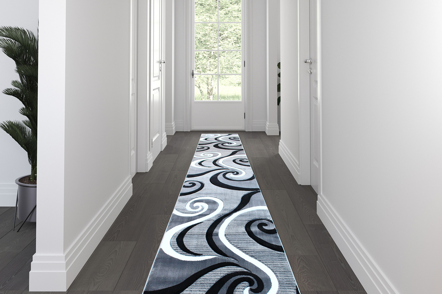 BLNK - Athos Collection Abstract Olefin Area Rug with Jute Backing