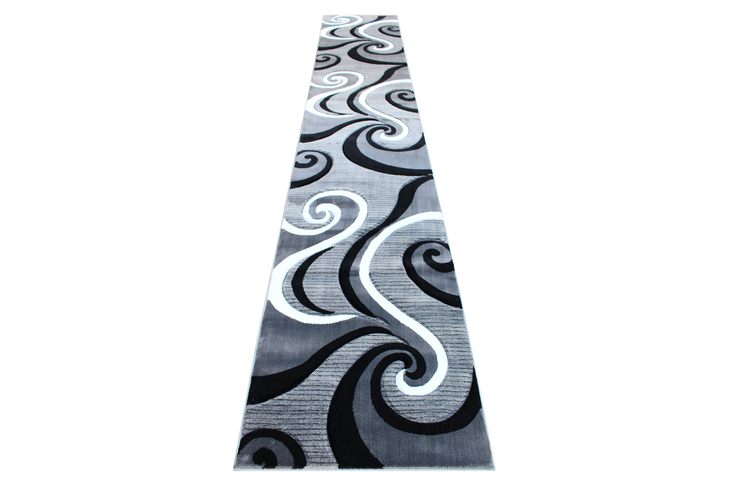 BLNK Athos Collection Abstract Olefin Area Rug with Jute Backing - Gray, 3'W x 16'L