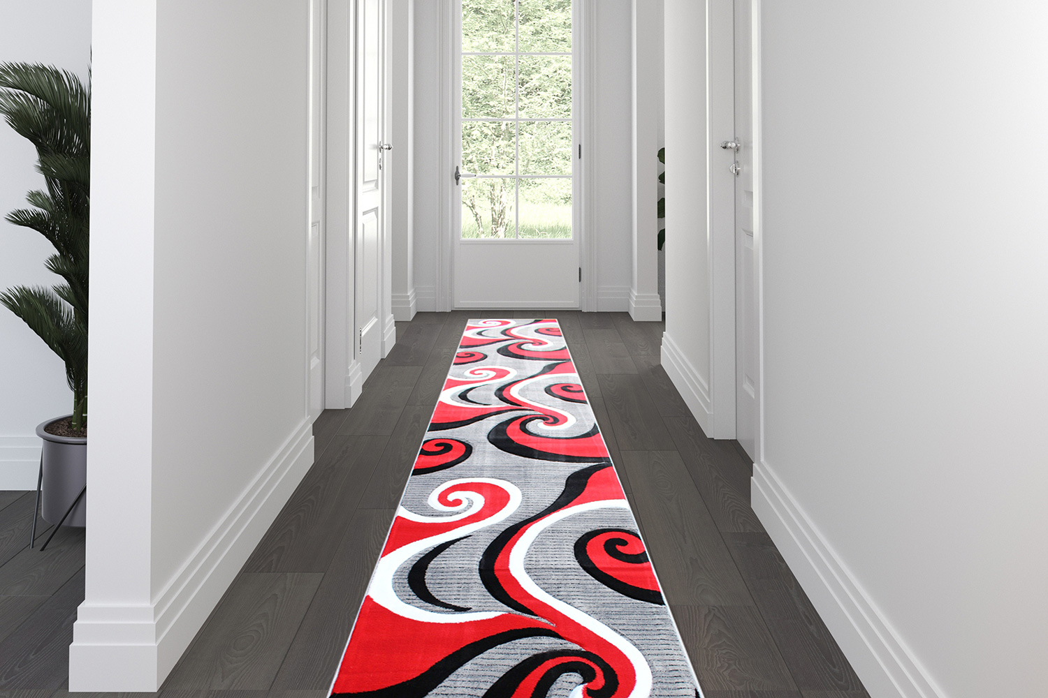 BLNK - Athos Collection Abstract Olefin Area Rug with Jute Backing