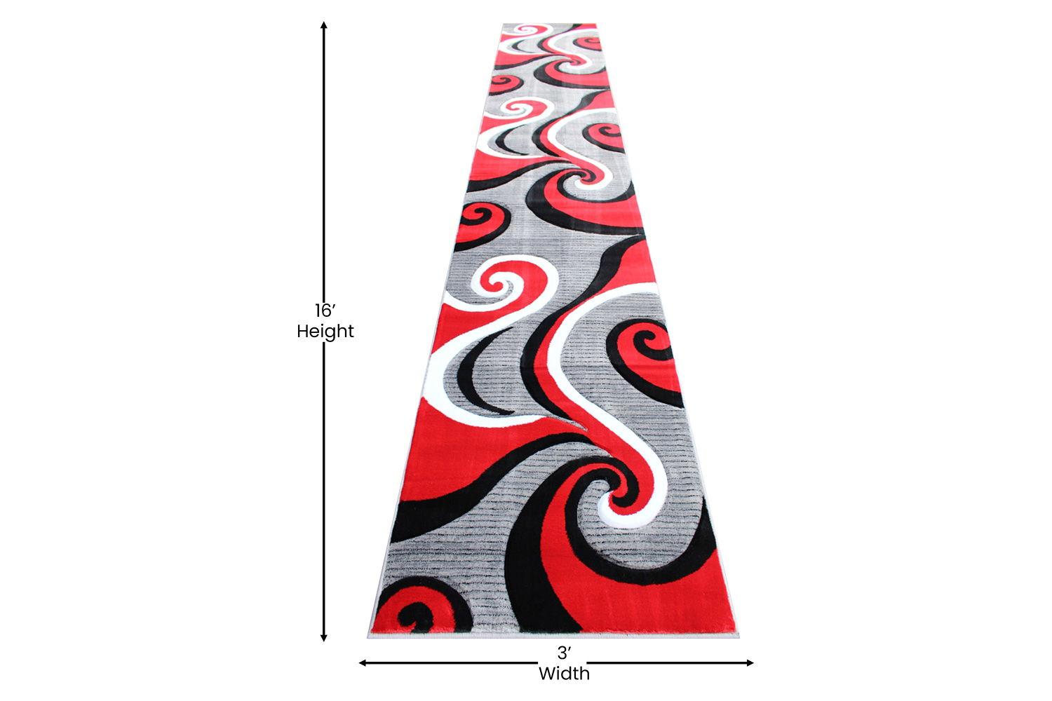BLNK Athos Collection Abstract Olefin Area Rug with Jute Backing - Red, 3'W x 16'L