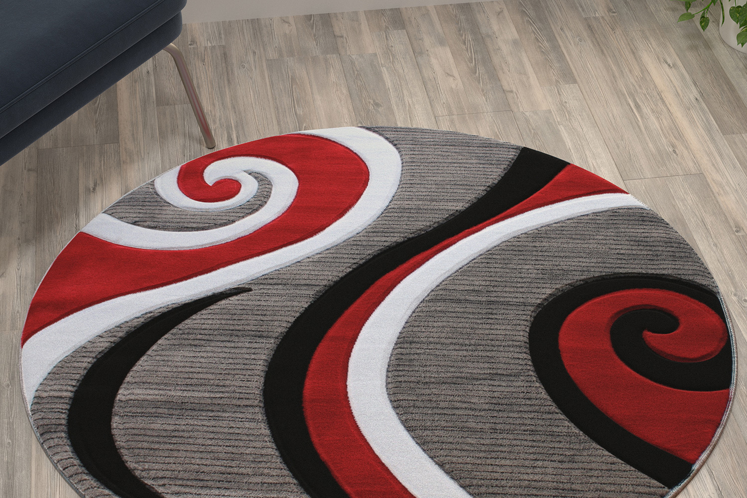 BLNK - Athos Collection Abstract Olefin Area Rug with Jute Backing