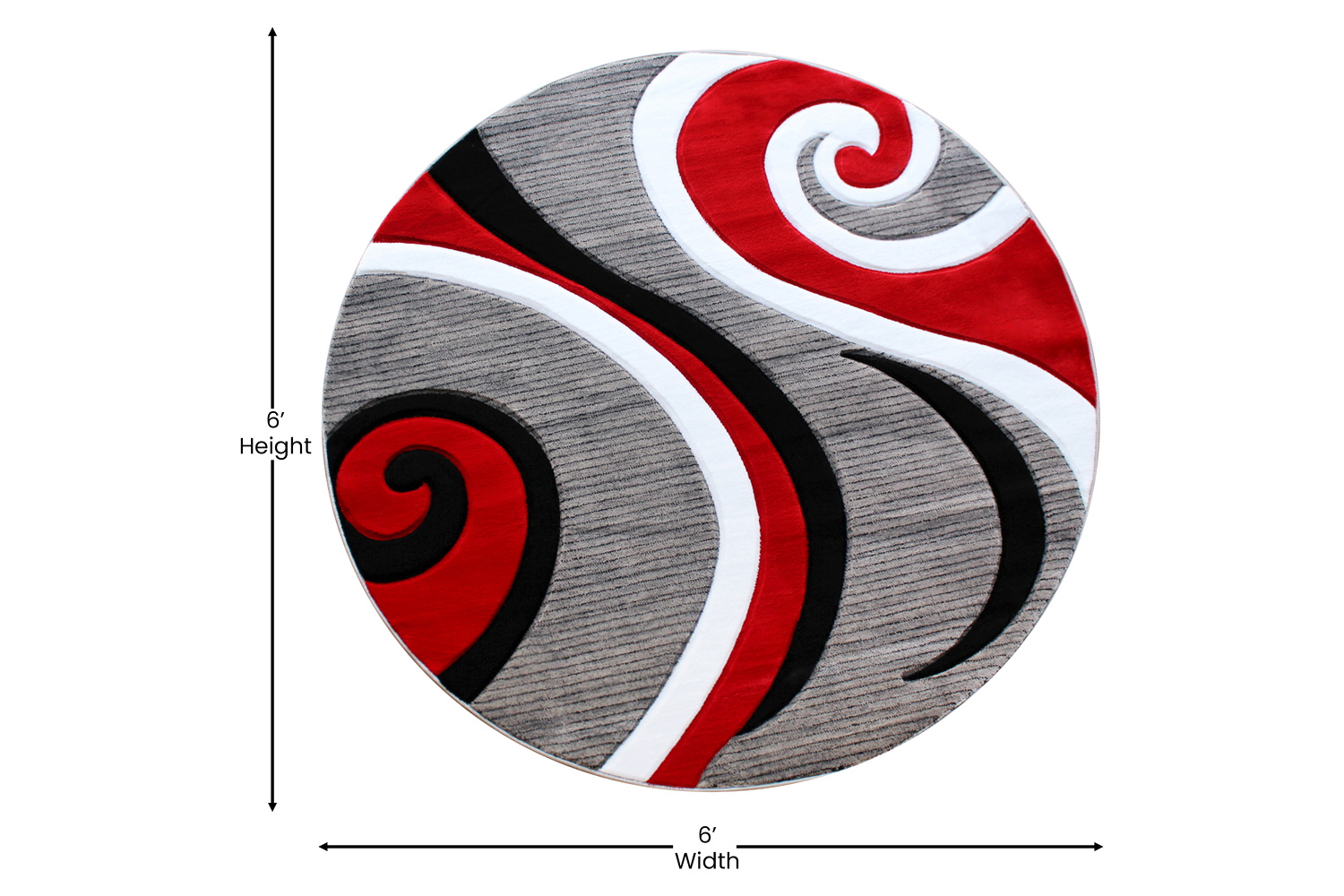 BLNK Athos Collection Abstract Olefin Area Rug with Jute Backing - Red, 5'W x 5'L