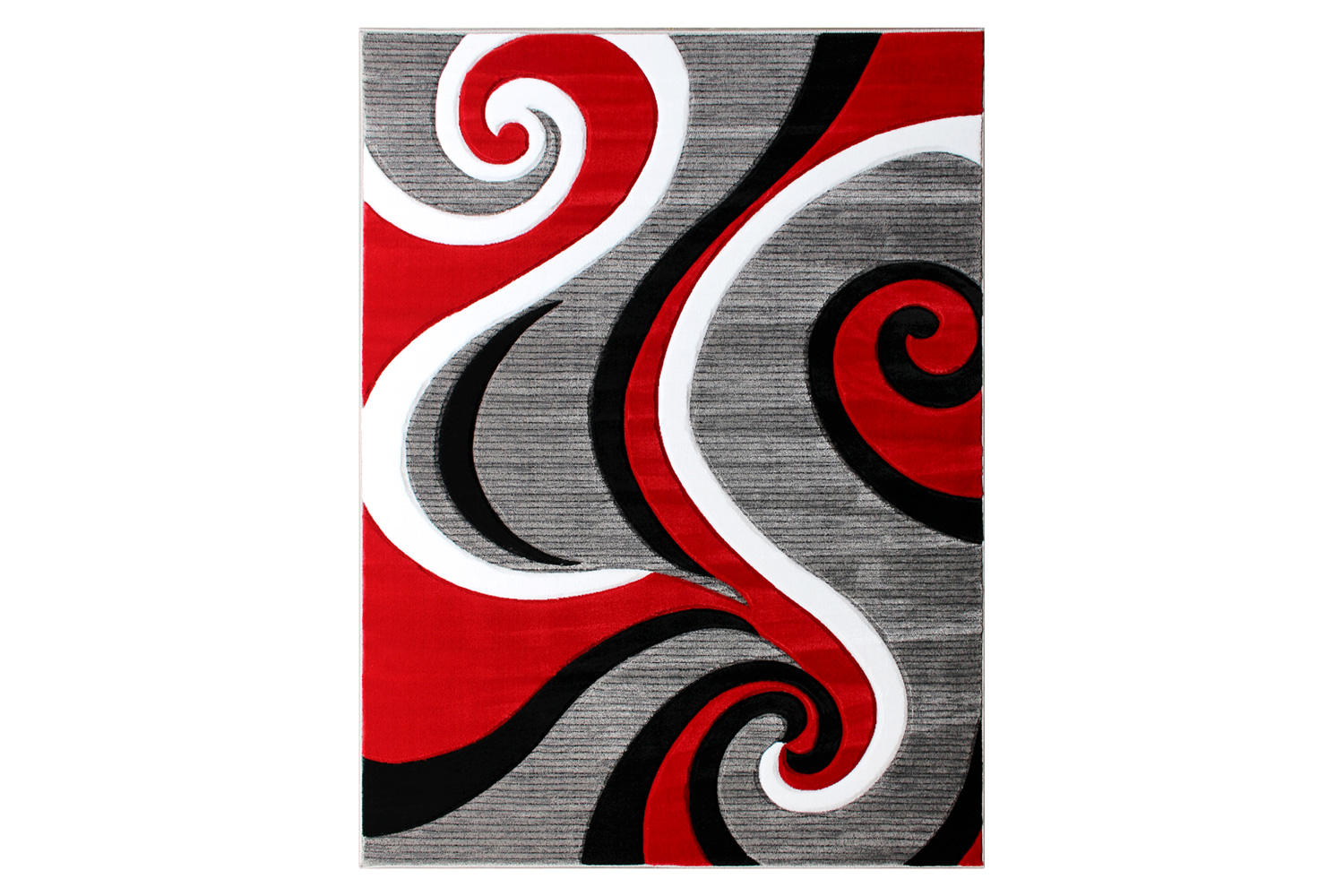 BLNK Athos Collection Abstract Olefin Area Rug with Jute Backing - Red, 5'W x 7'L