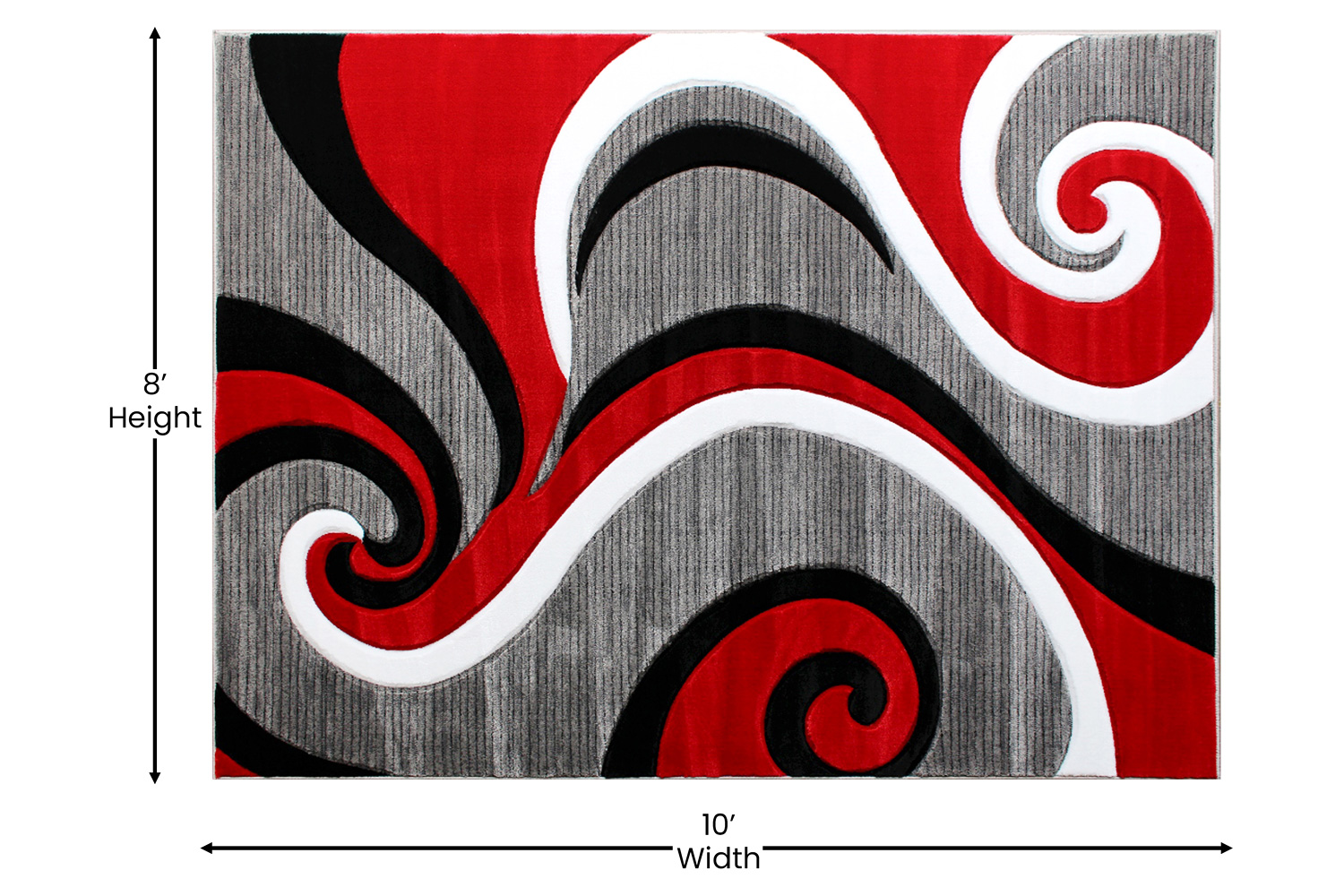 BLNK Athos Collection Abstract Olefin Area Rug with Jute Backing - Red, 8'W x 10'L