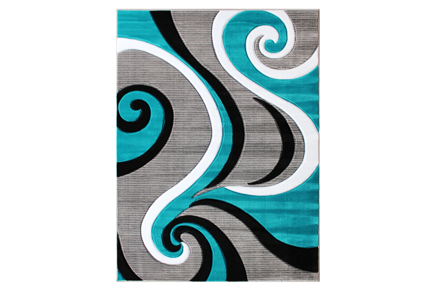 BLNK Athos Collection Abstract Olefin Area Rug with Jute Backing - Turquoise, 8'W x 10'L