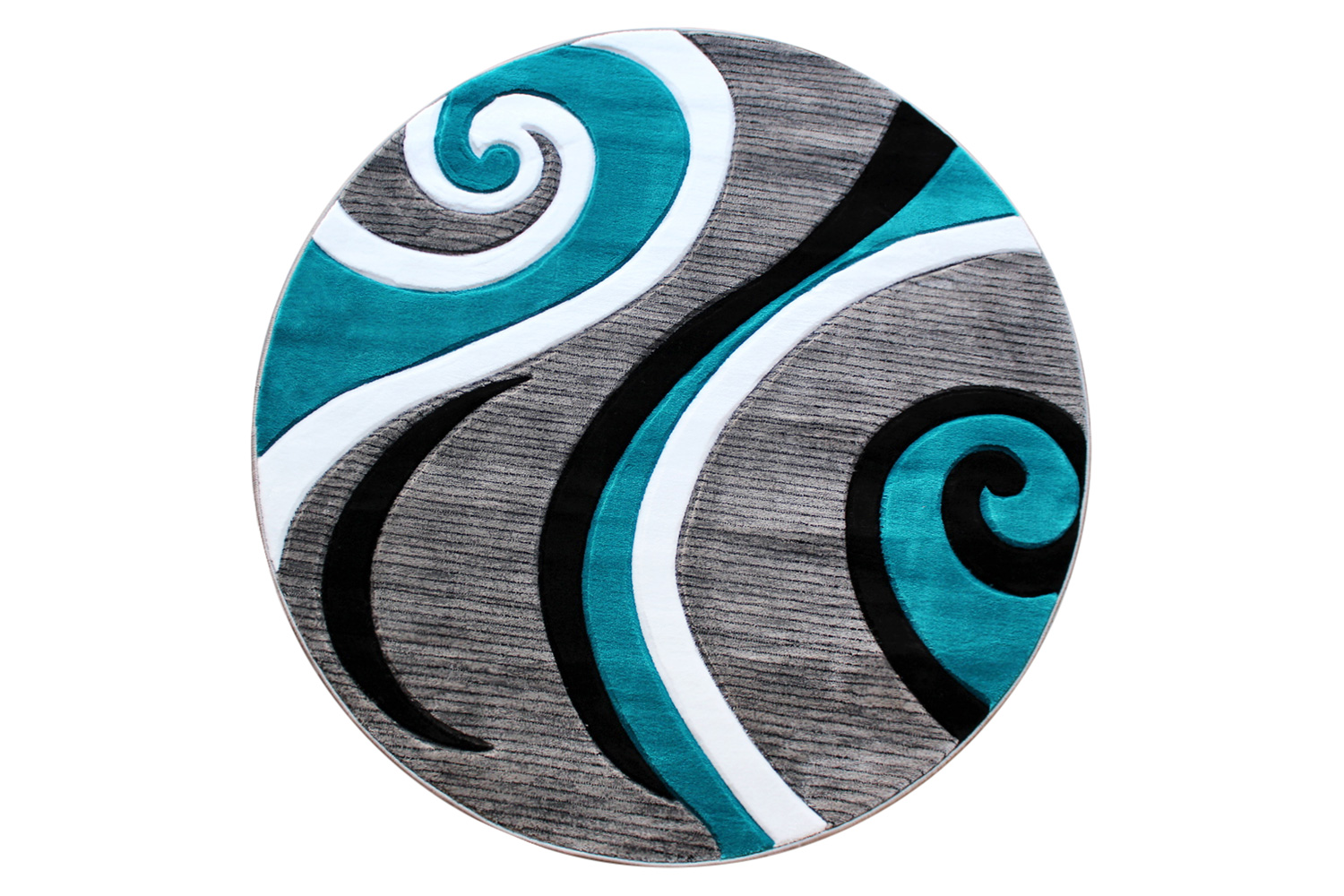 BLNK Athos Collection Abstract Olefin Area Rug with Jute Backing - Turquoise, 8'W x 8'L
