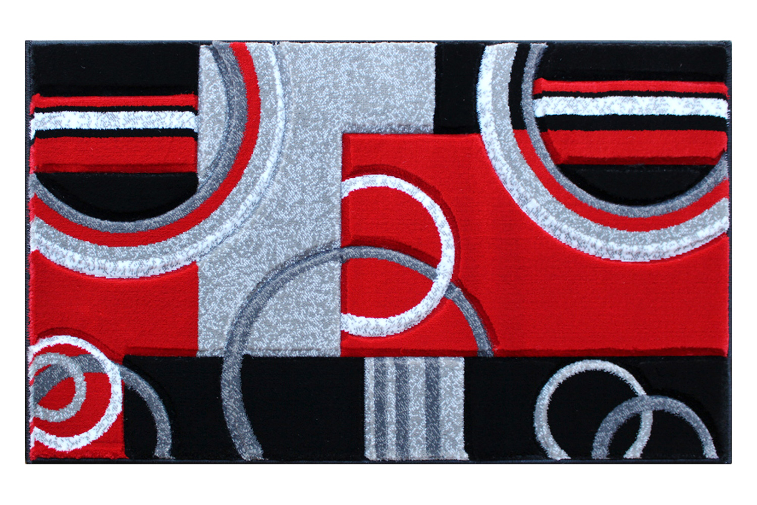 BLNK Audra Collection Geometric Abstract Olefin Area Rug with Jute Backing - Red, 2'W x 3'L