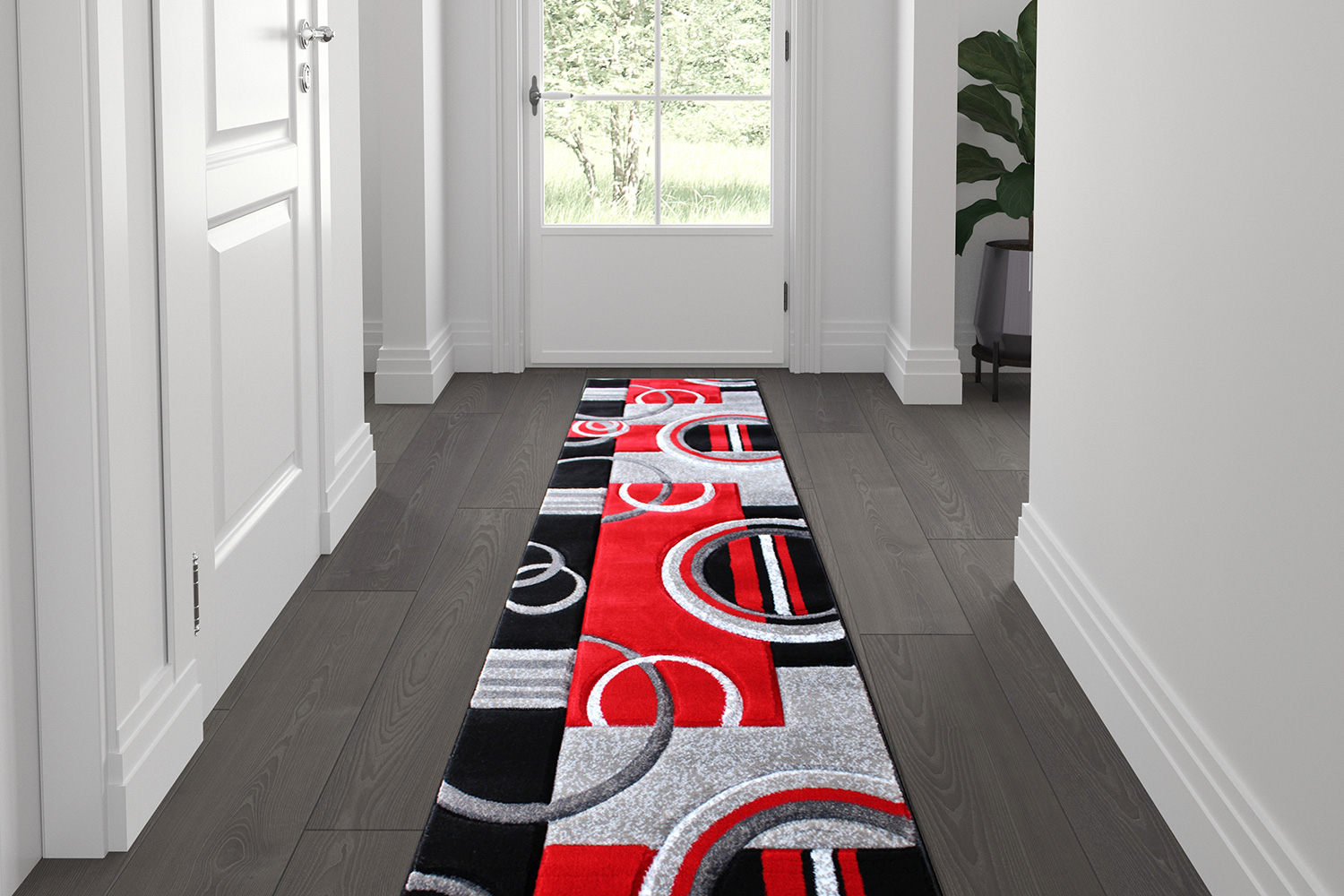 BLNK - Audra Collection Geometric Abstract Olefin Area Rug with Jute Backing