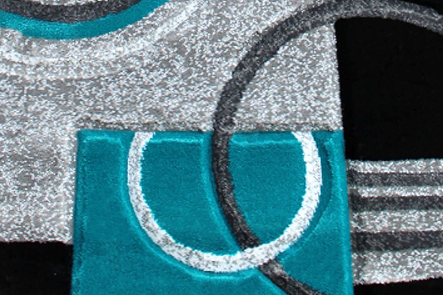 BLNK Audra Collection Geometric Abstract Olefin Area Rug with Jute Backing - Turquoise, 2'W x 7'L