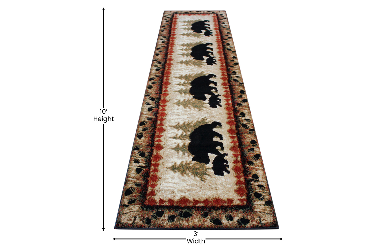 BLNK Ursus Collection Rustic Lodge Wandering Black Bear and Cub Area Rug with Jute Backing - 3'W x 10'L