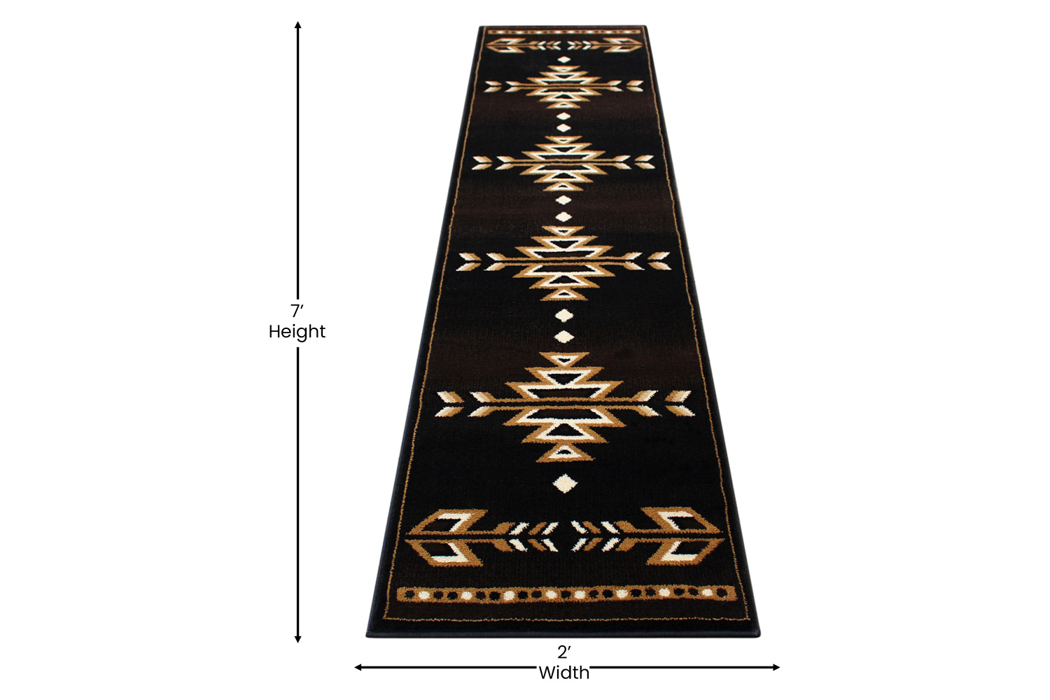 BLNK Amado Collection Southwestern Style Olefin Accent Area Rug with Jute Backing - Brown, 2'W x 7'L