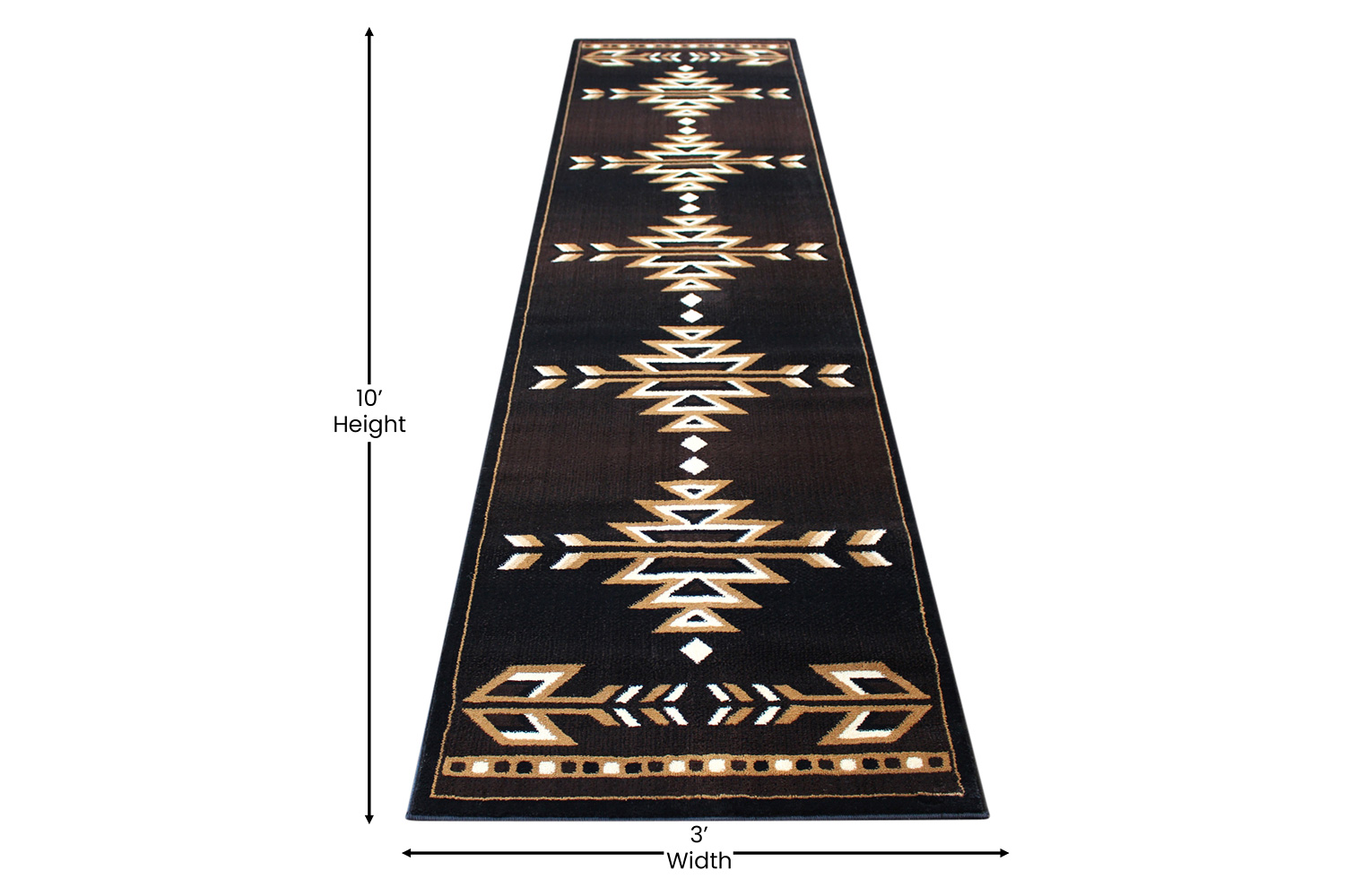BLNK Amado Collection Southwestern Style Olefin Accent Area Rug with Jute Backing - Brown, 3'W x 10'L