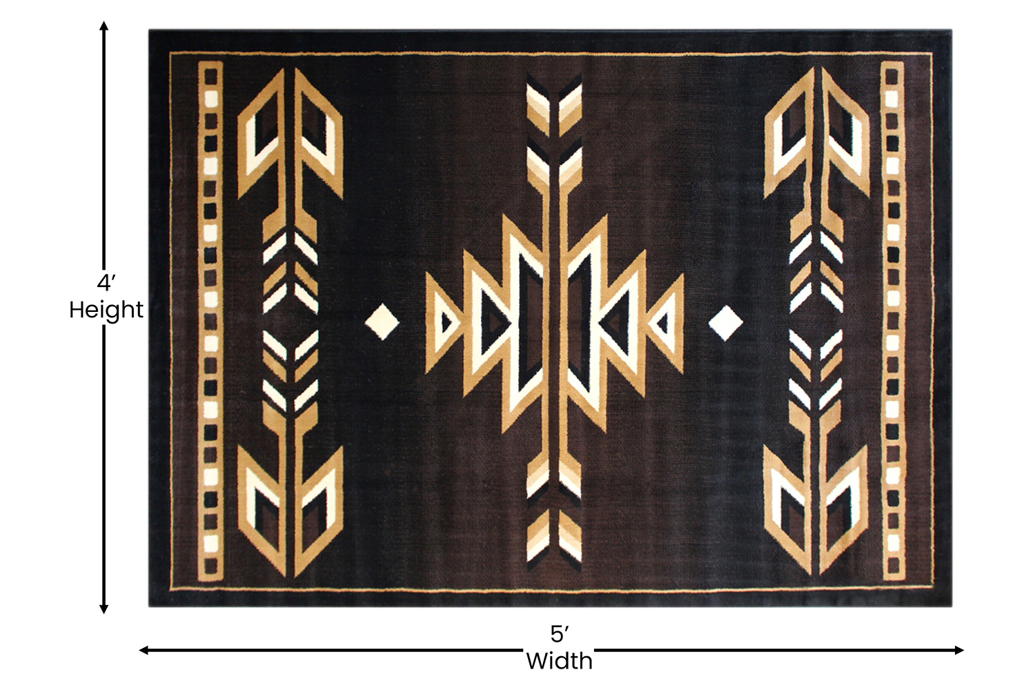 BLNK Amado Collection Southwestern Style Olefin Accent Area Rug with Jute Backing - Brown, 4'W x 5'L