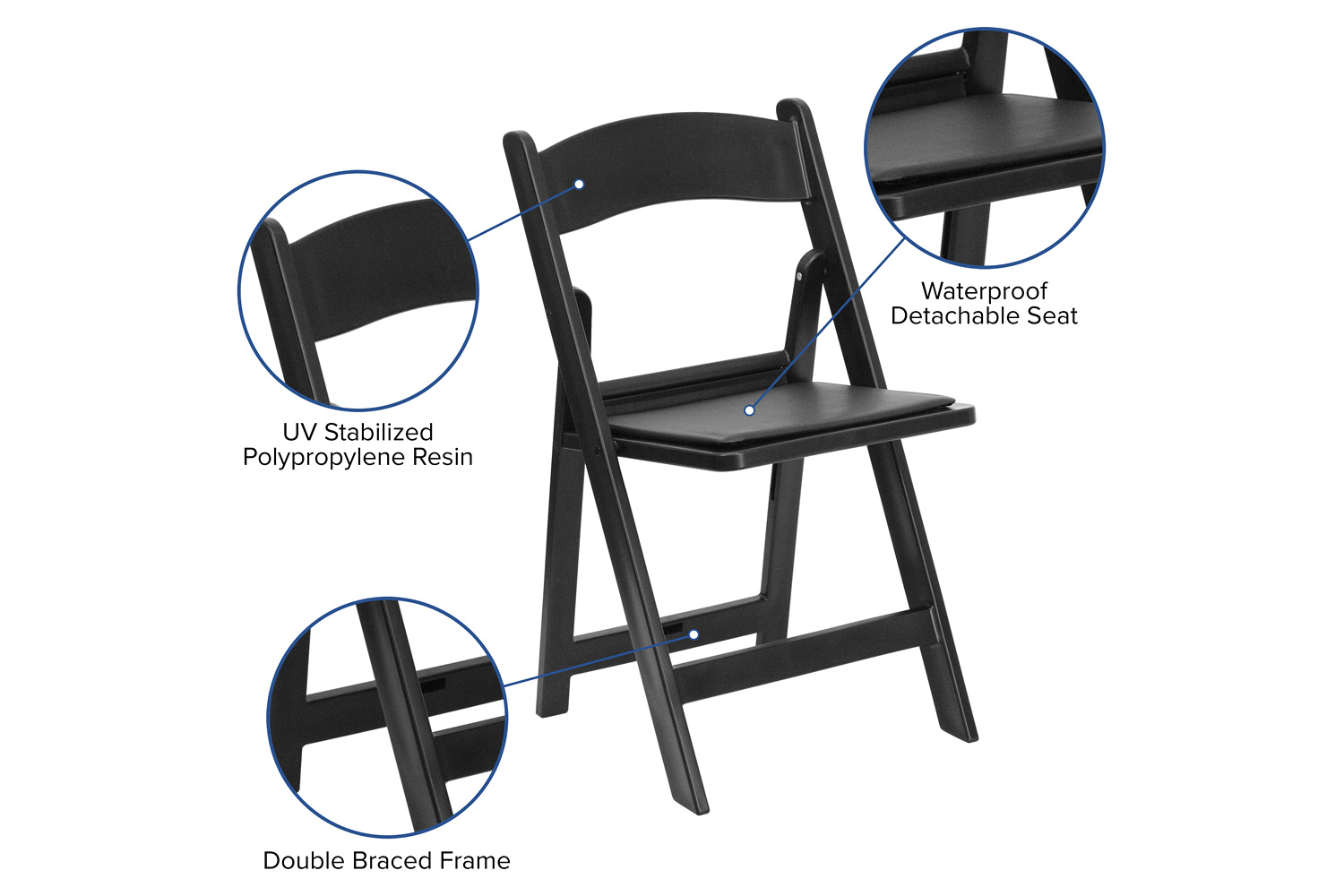 BLNK Hercules Resin Folding Chair - Black