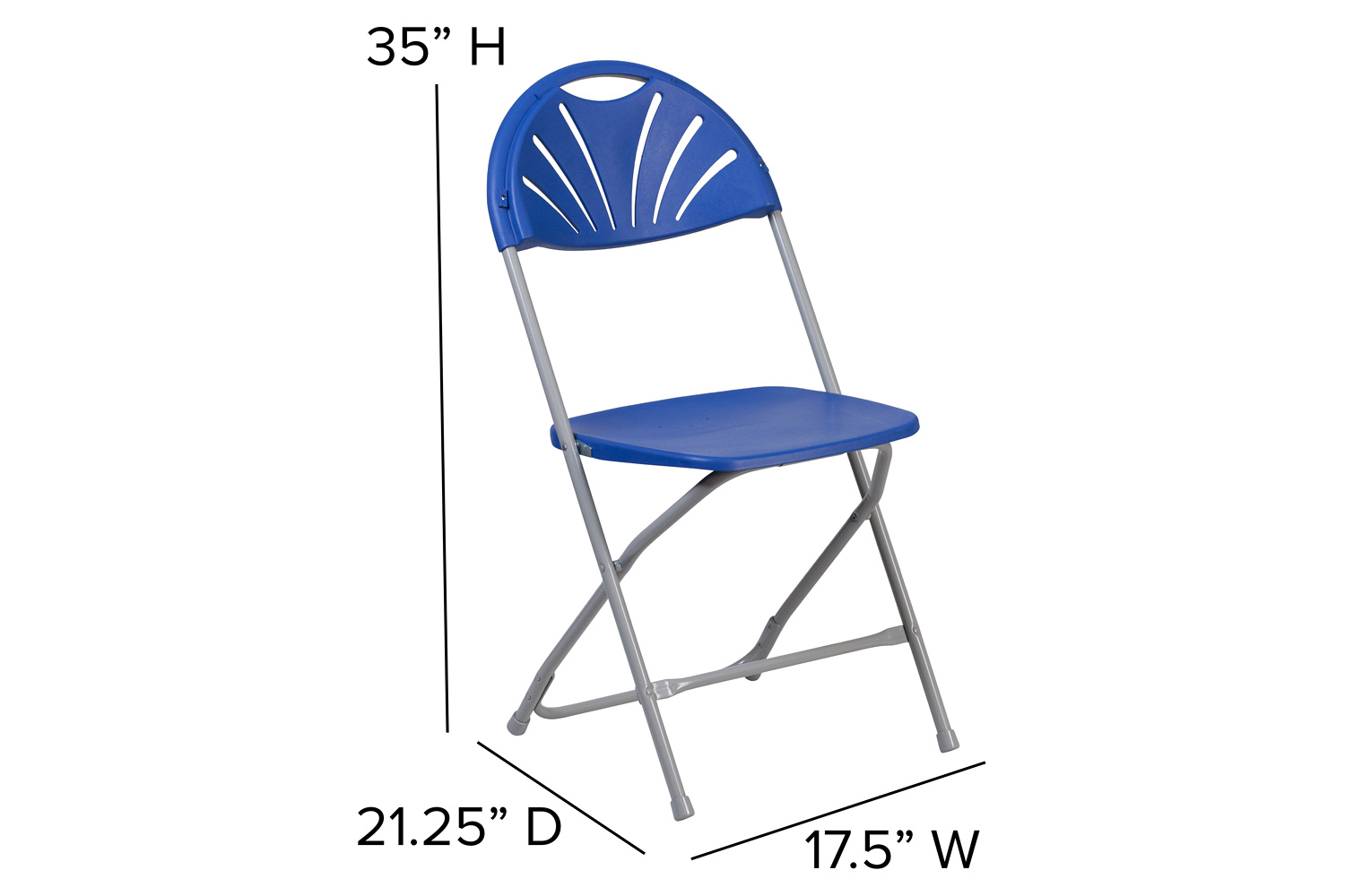 BLNK HERCULES Series Plastic Fan Back Folding Chair - Blue