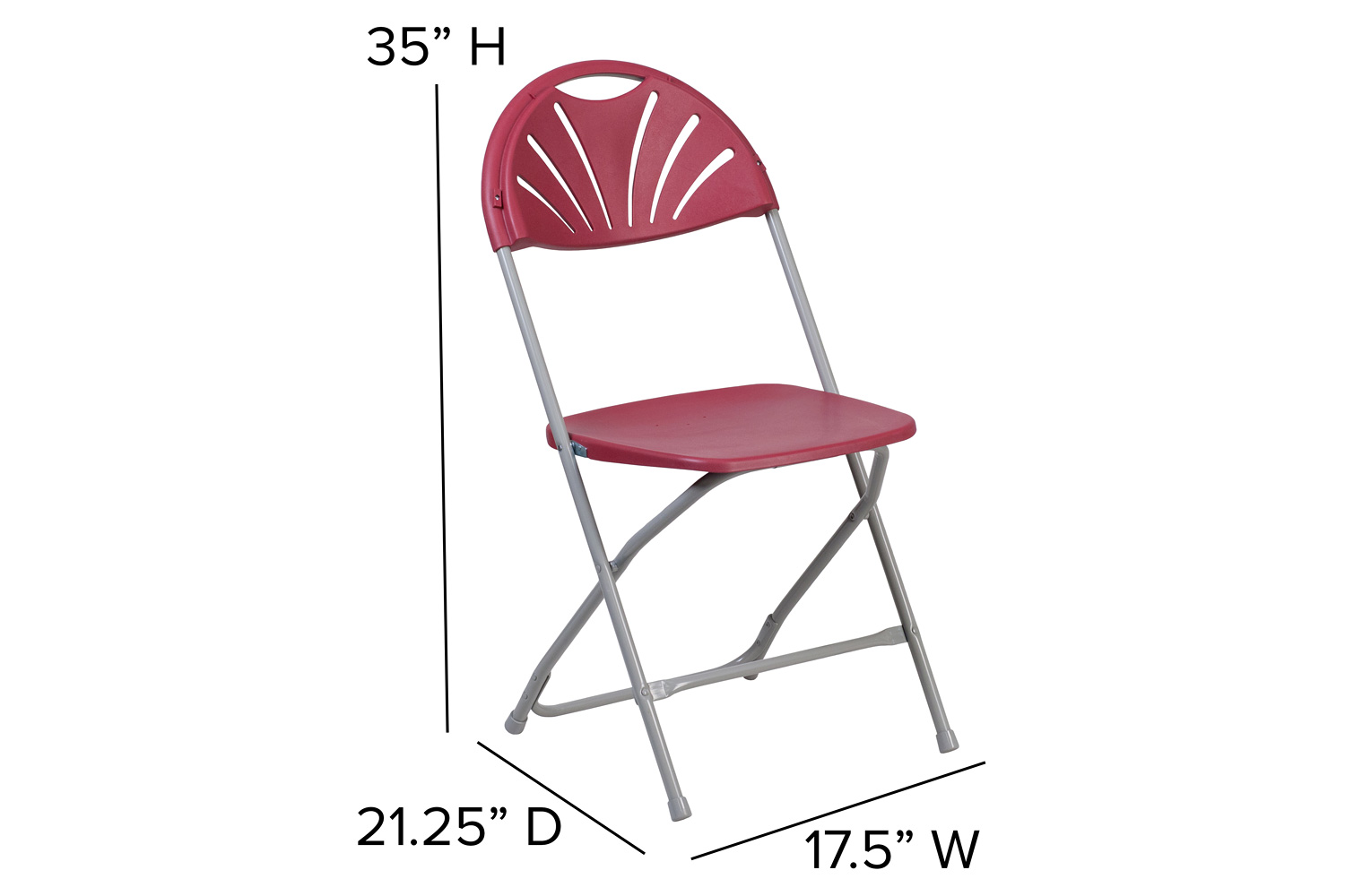 BLNK HERCULES Series Plastic Fan Back Folding Chair - Burgundy