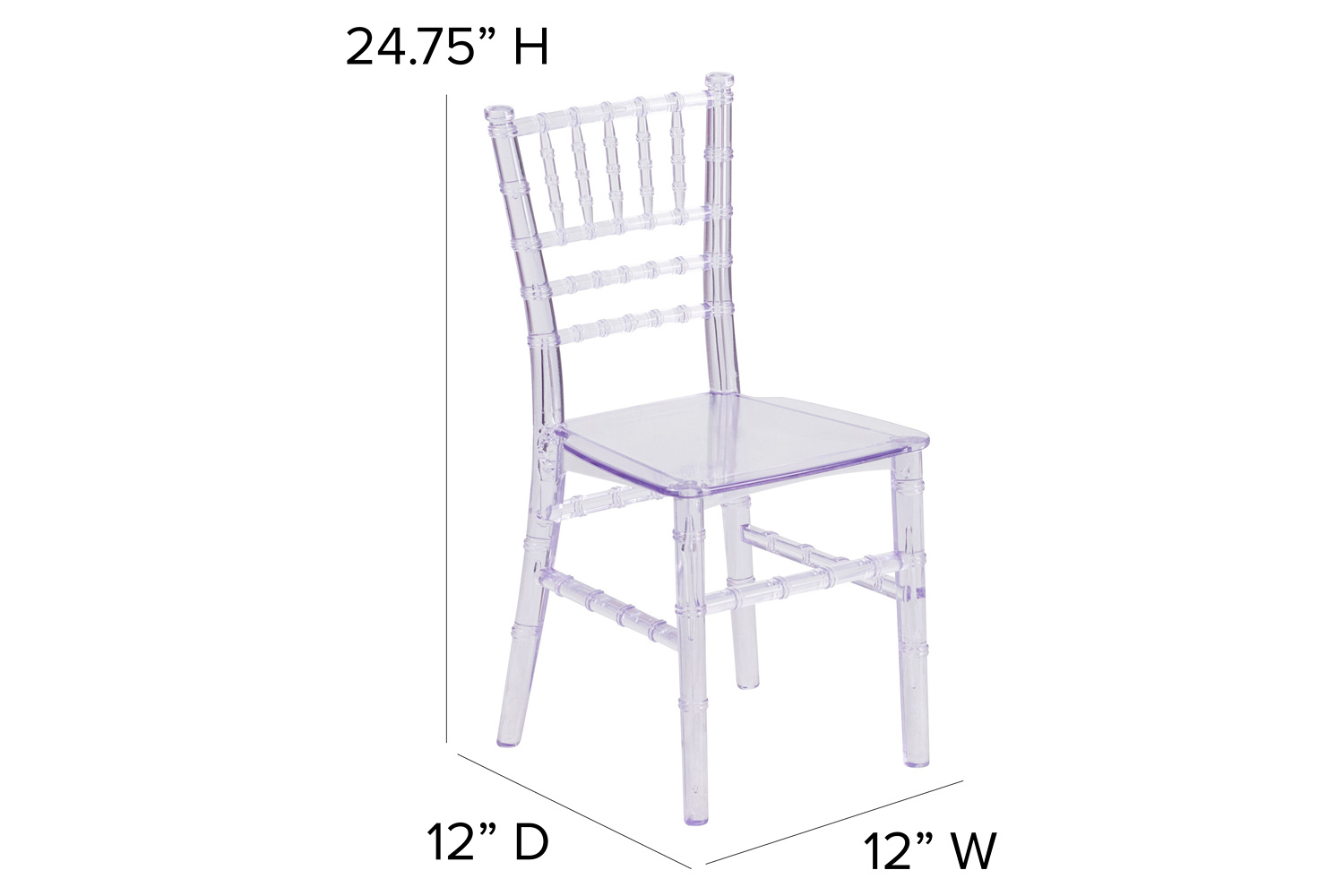 BLNK HERCULES Child’s Resin Party and Event Chiavari Chair - Transparent Crystal