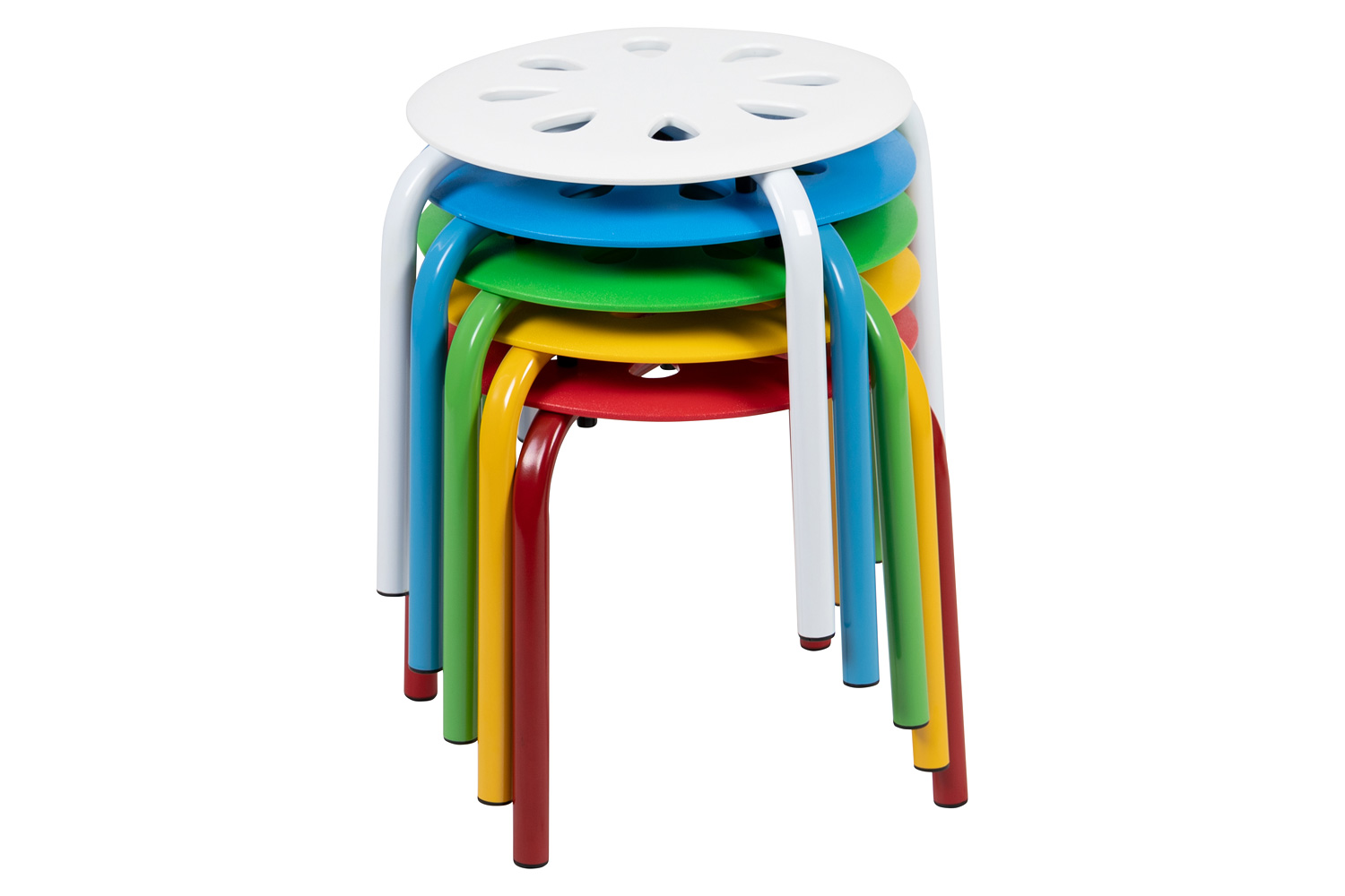 BLNK Bailey Plastic Nesting Stack Stools 5 Pack - Assorted, 11.5"H Seat
