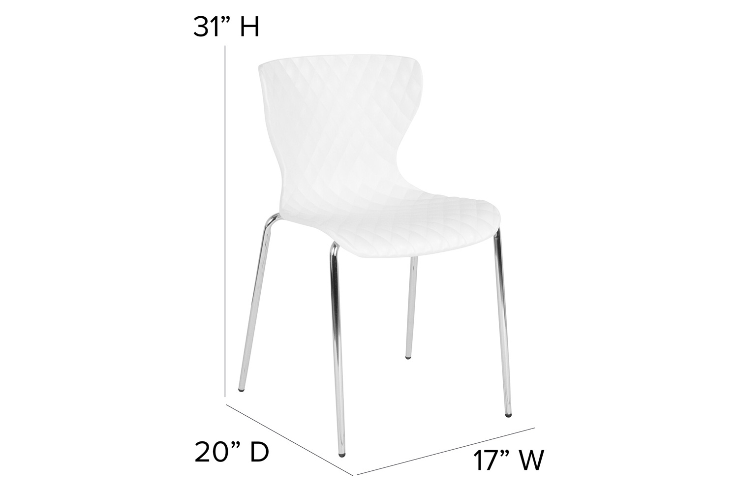 BLNK Lowell Plastic Contemporary Design Stack Chair - White