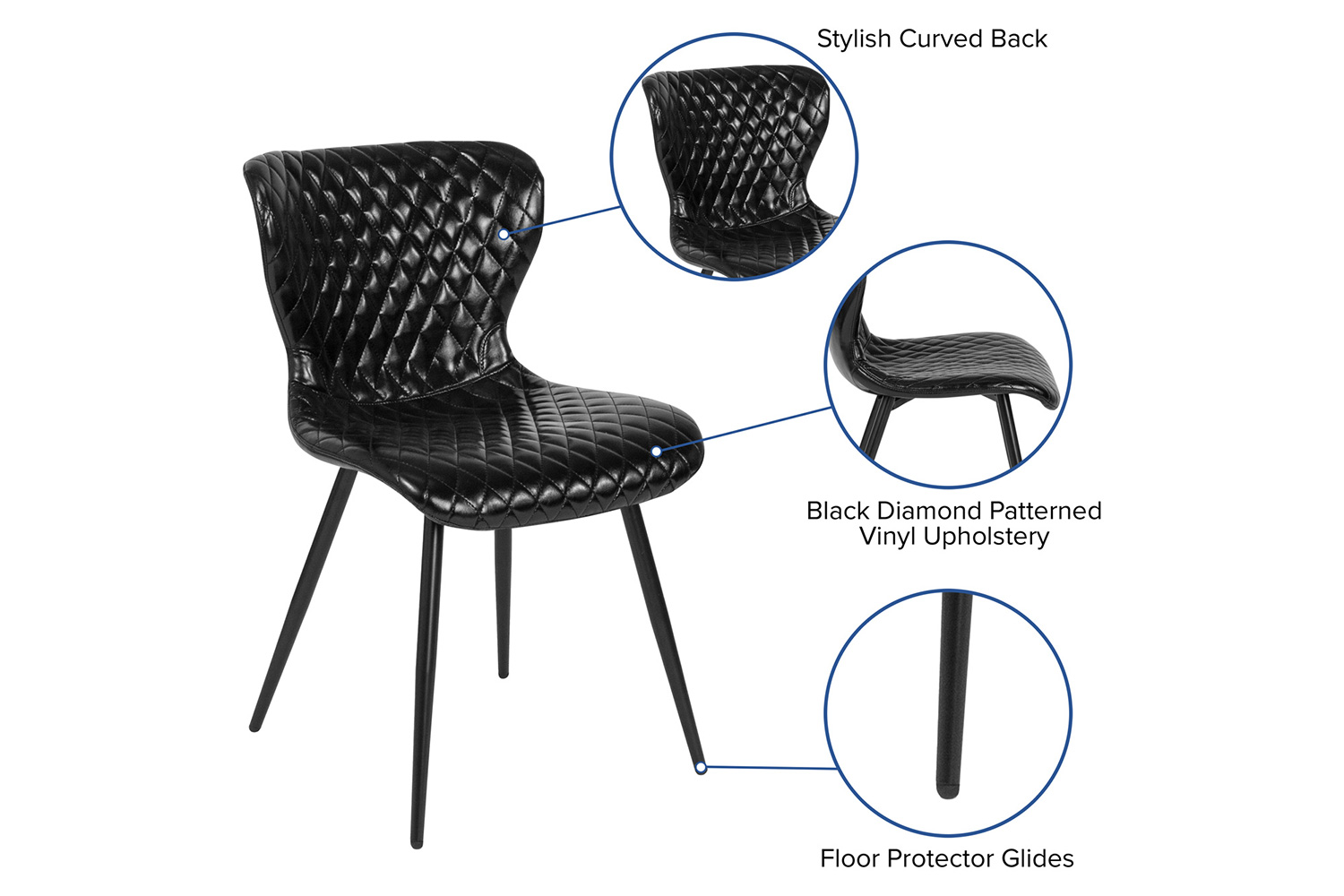 BLNK - Bristol Contemporary Upholstered Chair in Black Vinyl