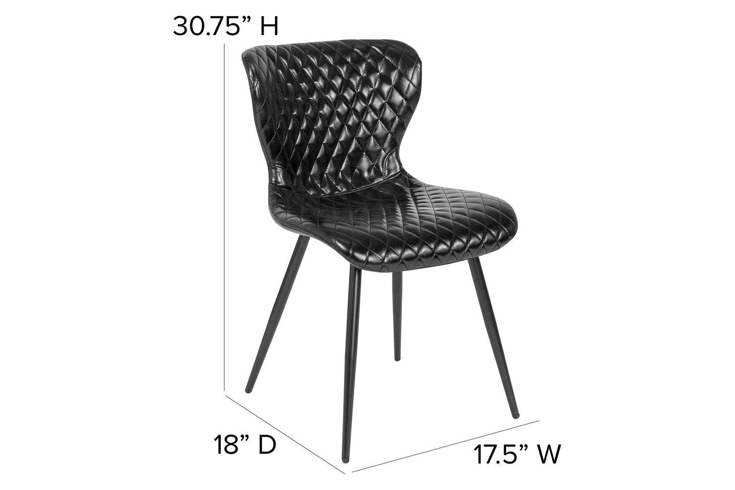 BLNK - Bristol Contemporary Upholstered Chair in Black Vinyl