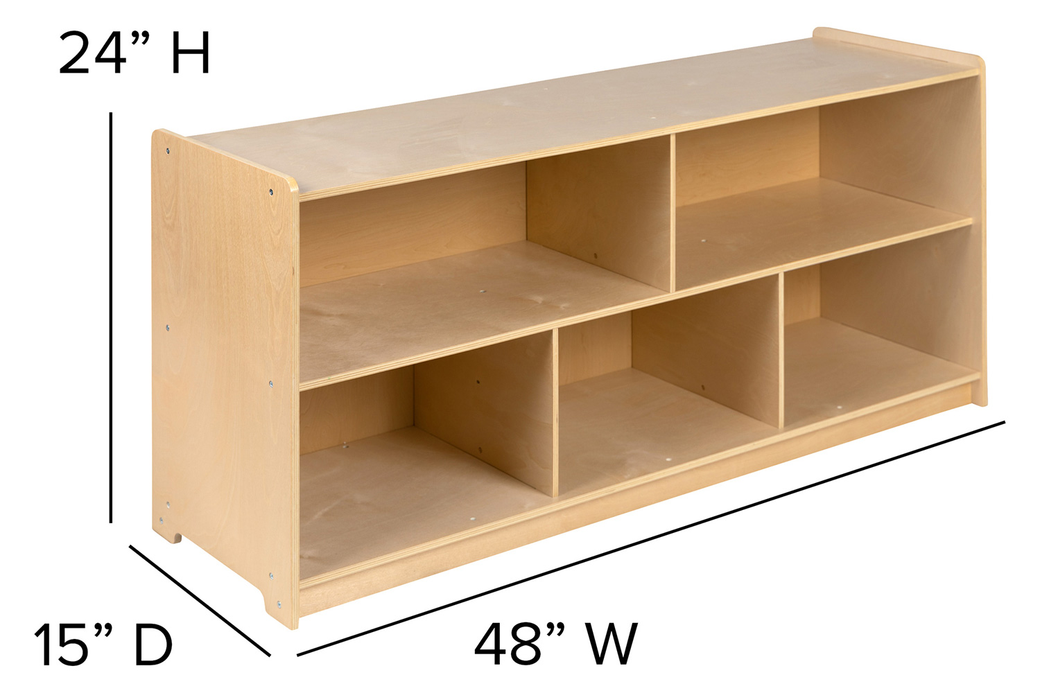 BLNK Hercules Wooden 5 Section School Classroom Storage Cabinet - 24"H x 48"L