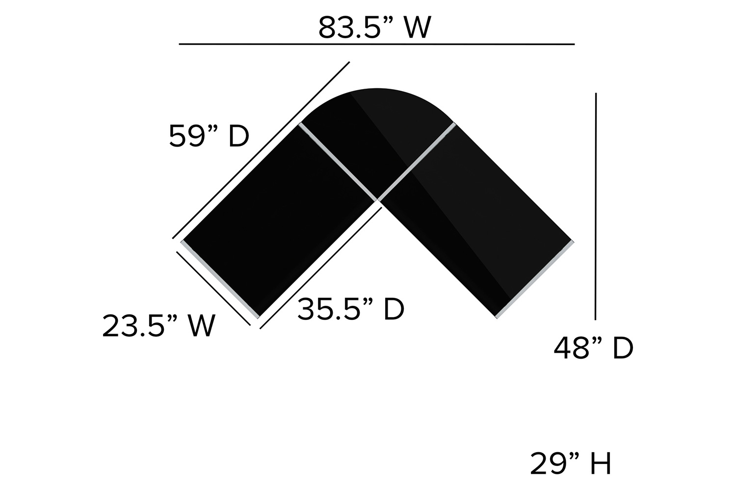 BLNK Ginny L-Shaped Computer Desk - Black