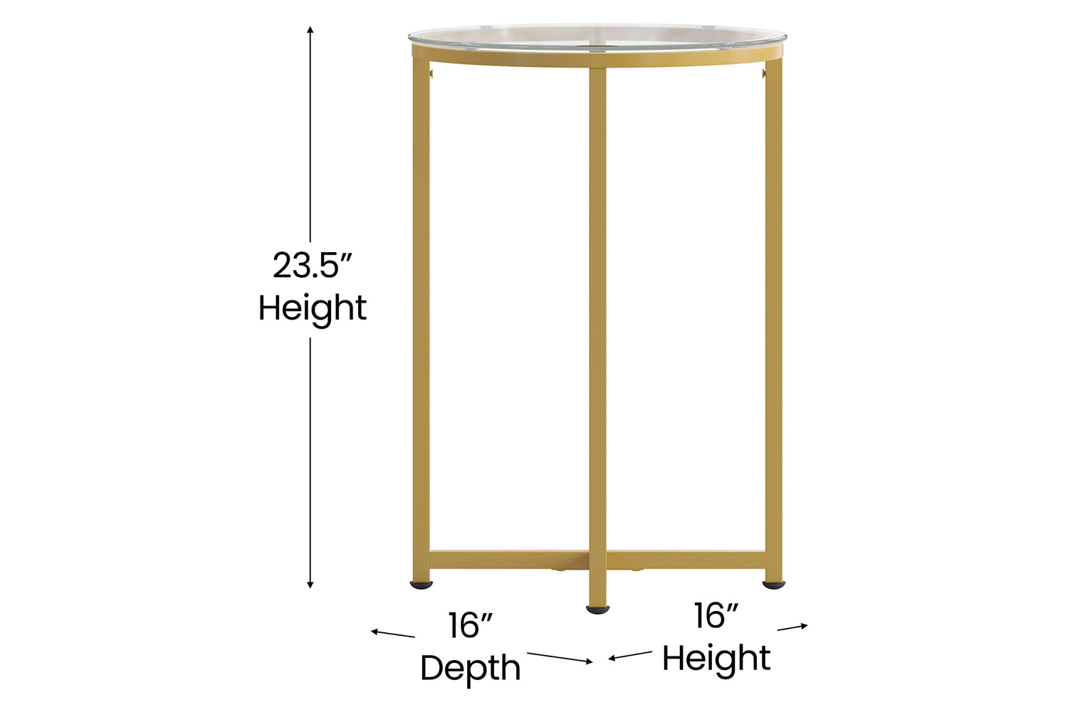 BLNK Greenwich Collection Coffee and End Table Set with Clear Glass Top 3 Piece - Brushed Gold