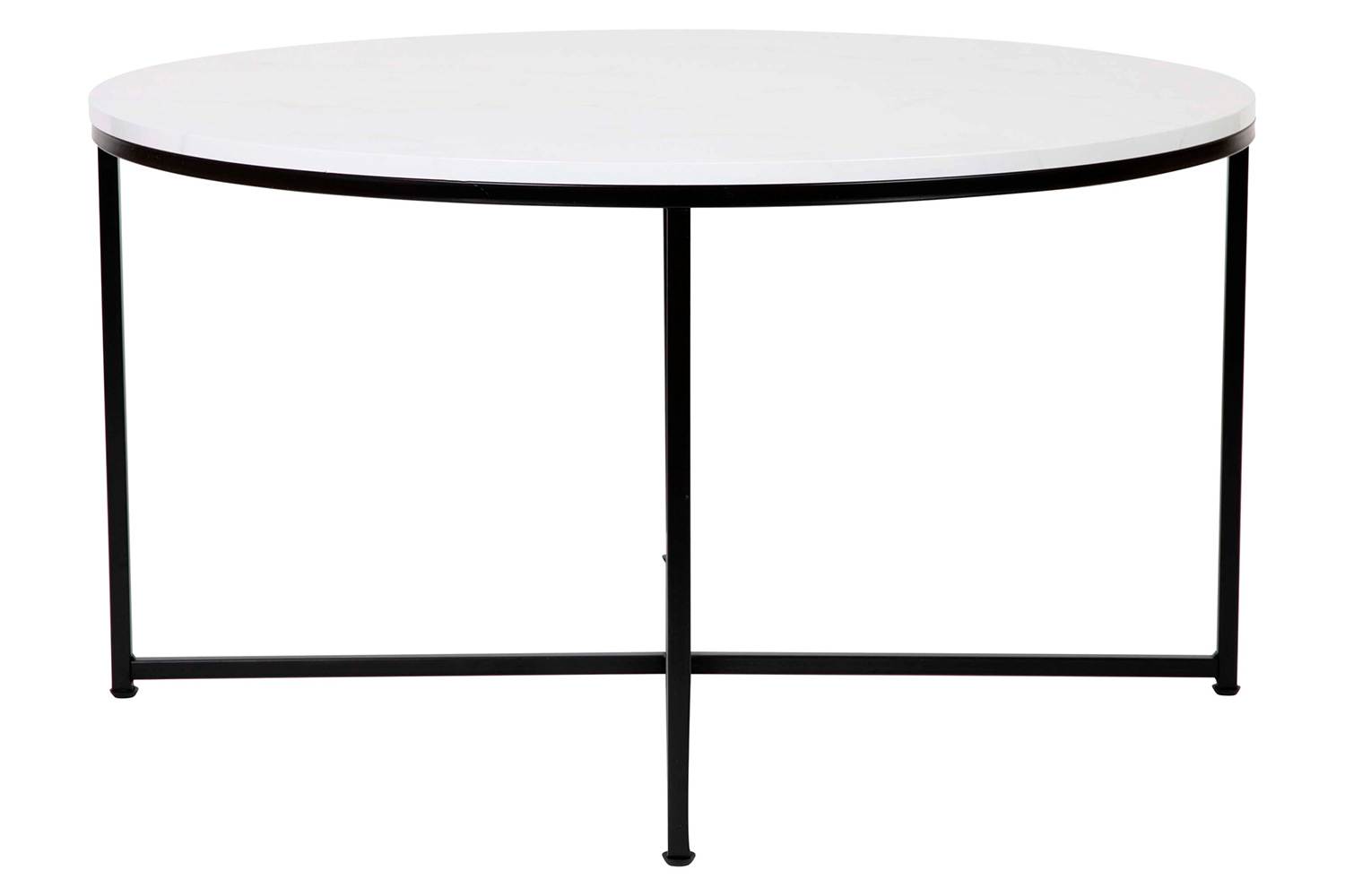 BLNK Hampstead Collection Coffee and End Table Set with White Marbled Laminate Top 3 Piece - Matte Black