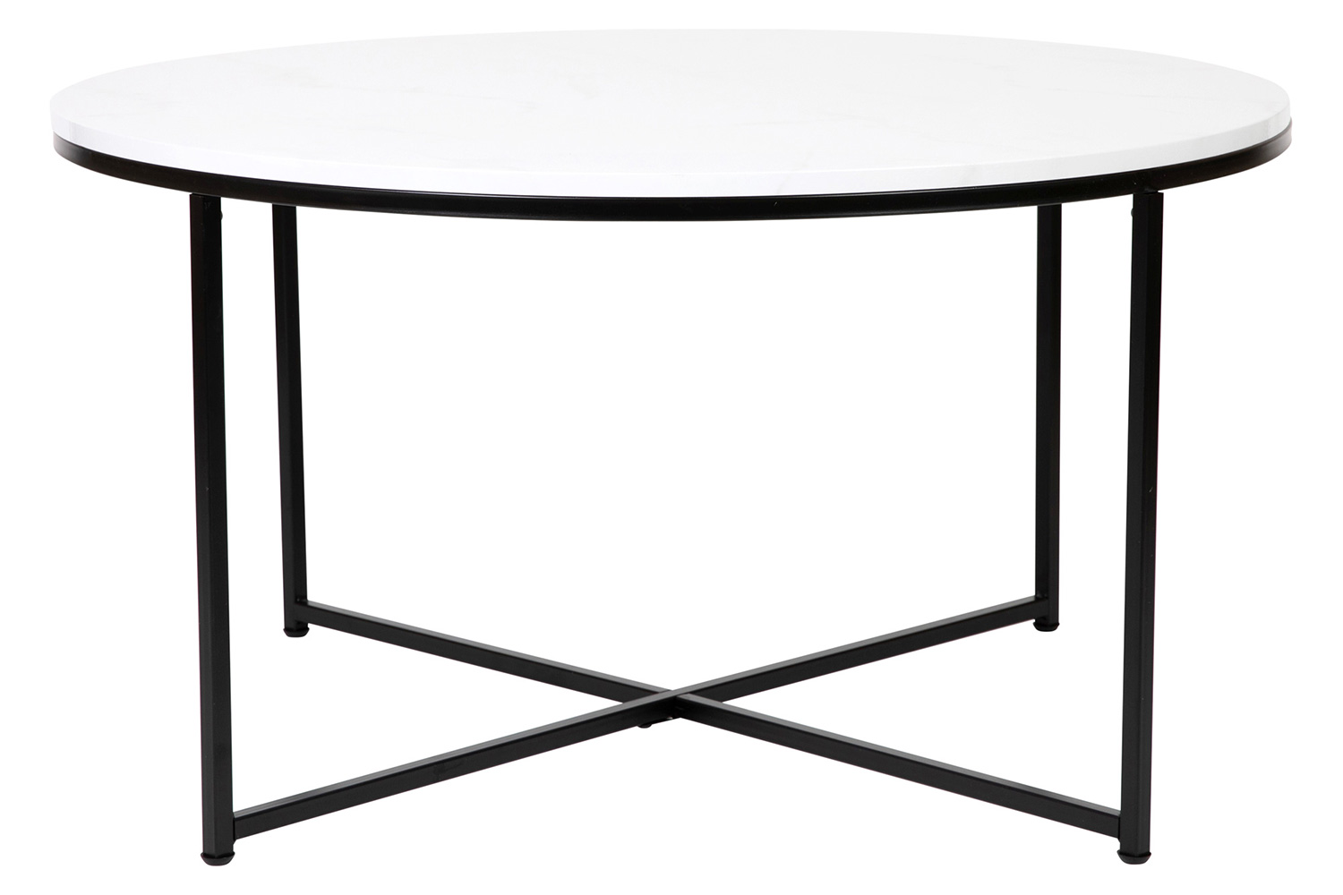 BLNK Hampstead Collection Coffee and End Table Set with White Marbled Laminate Top 3 Piece - Matte Black
