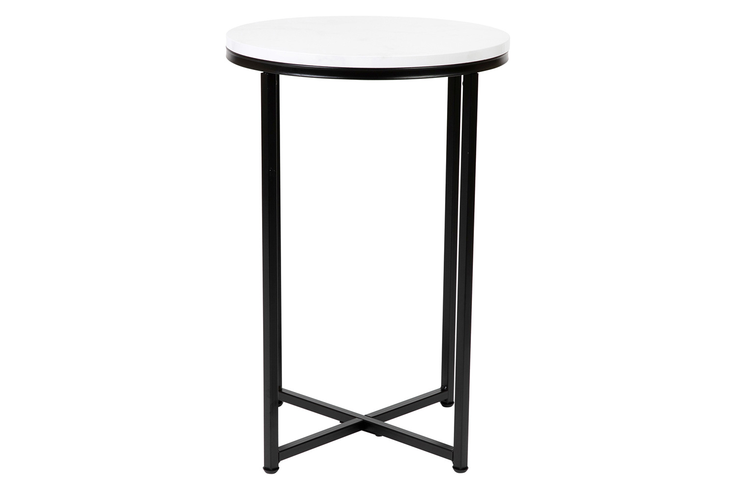 BLNK Hampstead Collection Coffee and End Table Set with White Marbled Laminate Top 3 Piece - Matte Black