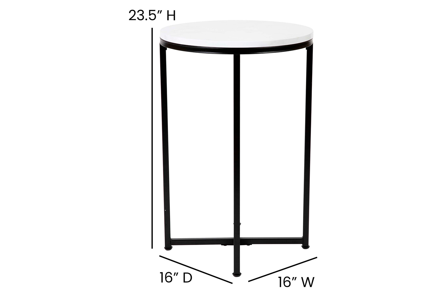 BLNK Hampstead Collection Coffee and End Table Set with White Marbled Laminate Top 3 Piece - Matte Black