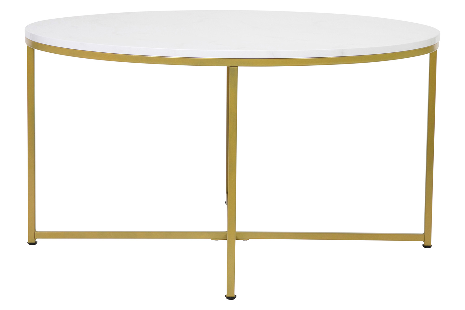 BLNK Hampstead Collection Coffee and End Table Set with White Marbled Laminate Top 3 Piece - Brushed Gold