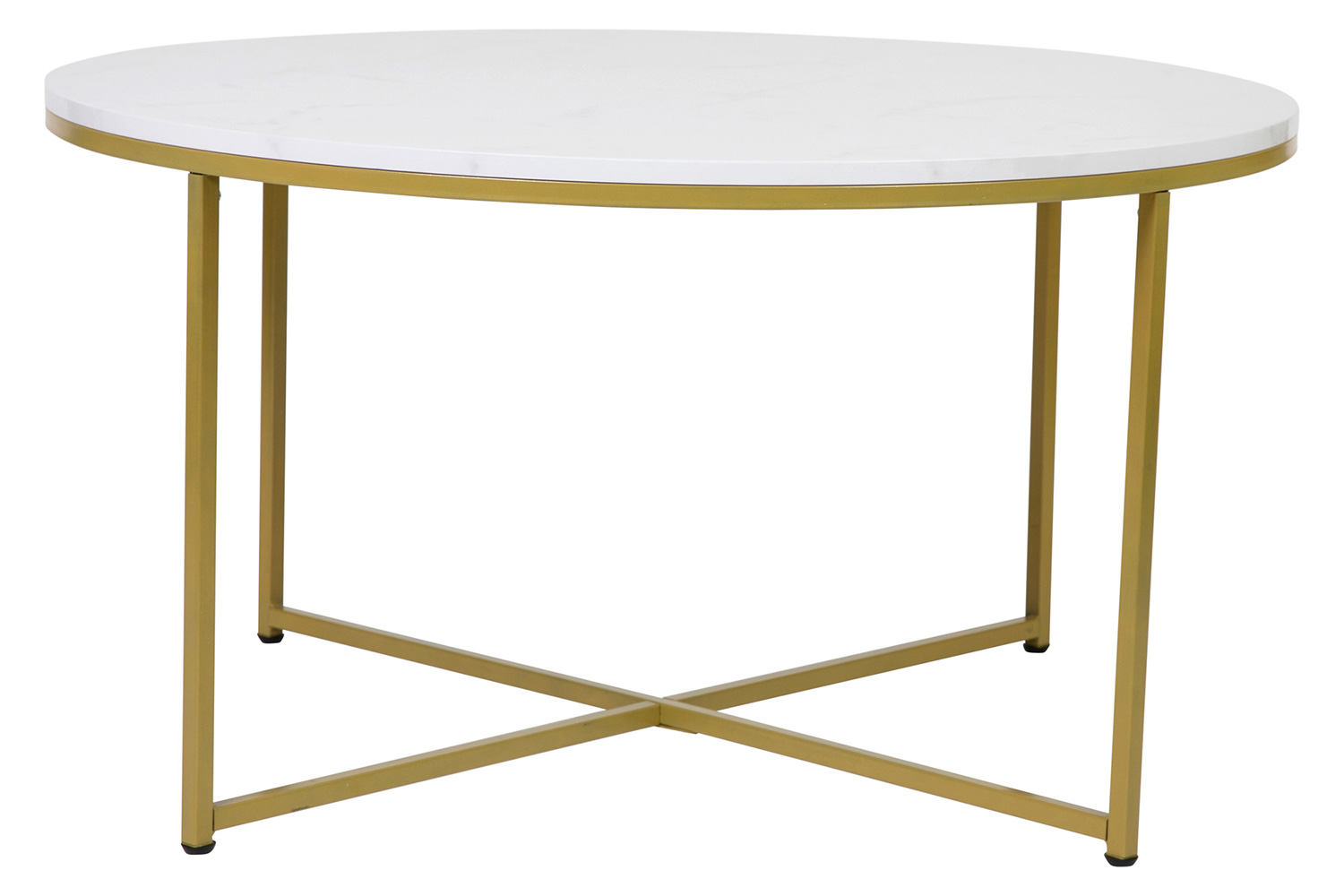BLNK Hampstead Collection Coffee and End Table Set with White Marbled Laminate Top 3 Piece - Brushed Gold