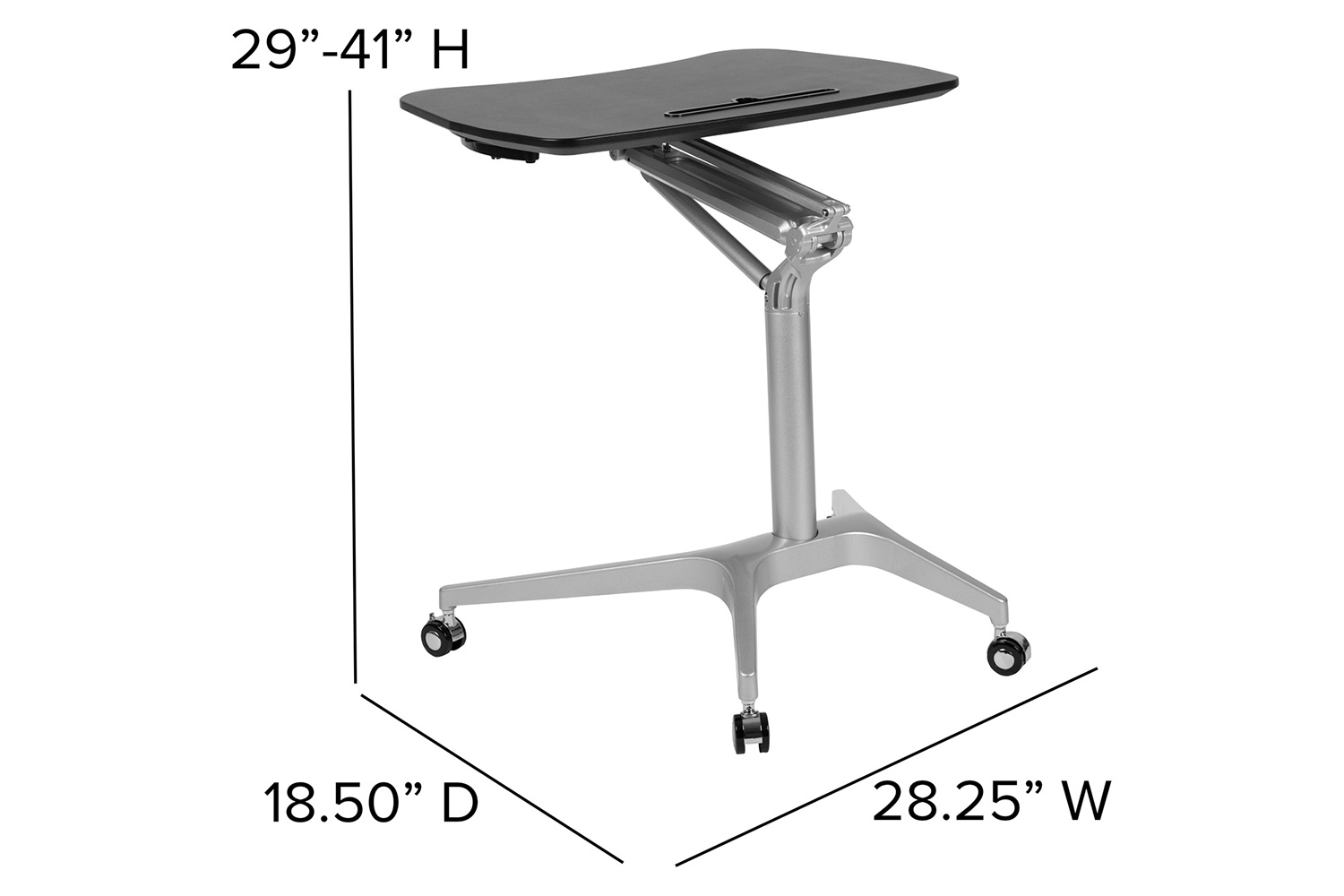 BLNK Gia Mobile Stand-Up Computer Ergonomic Desk - Black