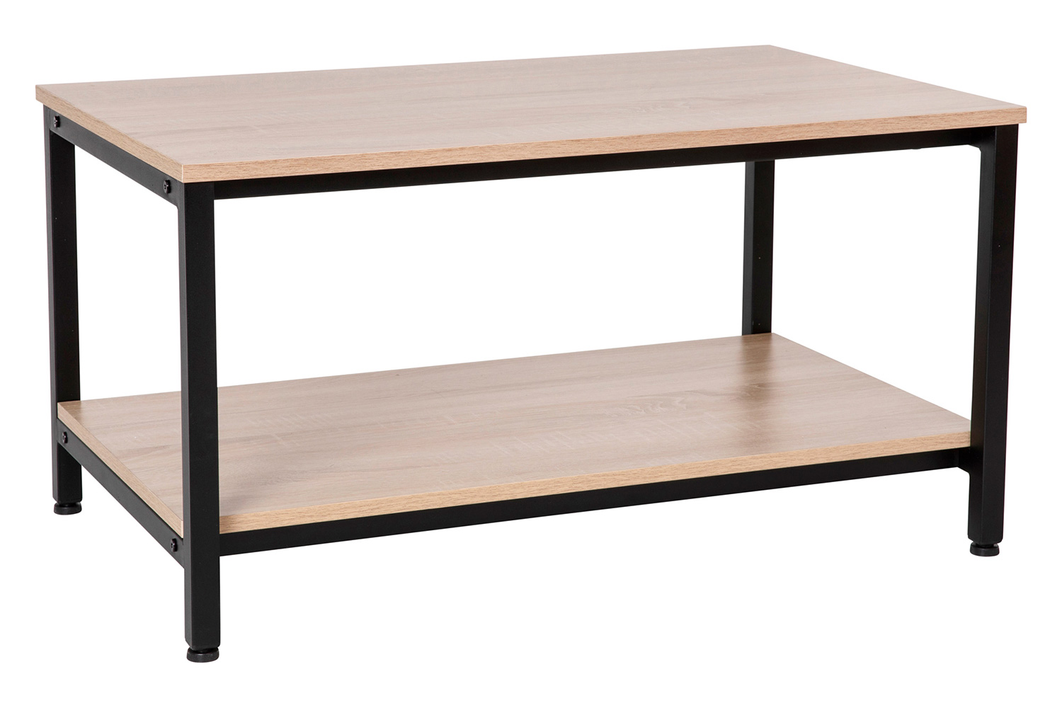 BLNK - Finley Modern Industrial 2 Tier Rectangular Metal and Driftwood Coffee Table