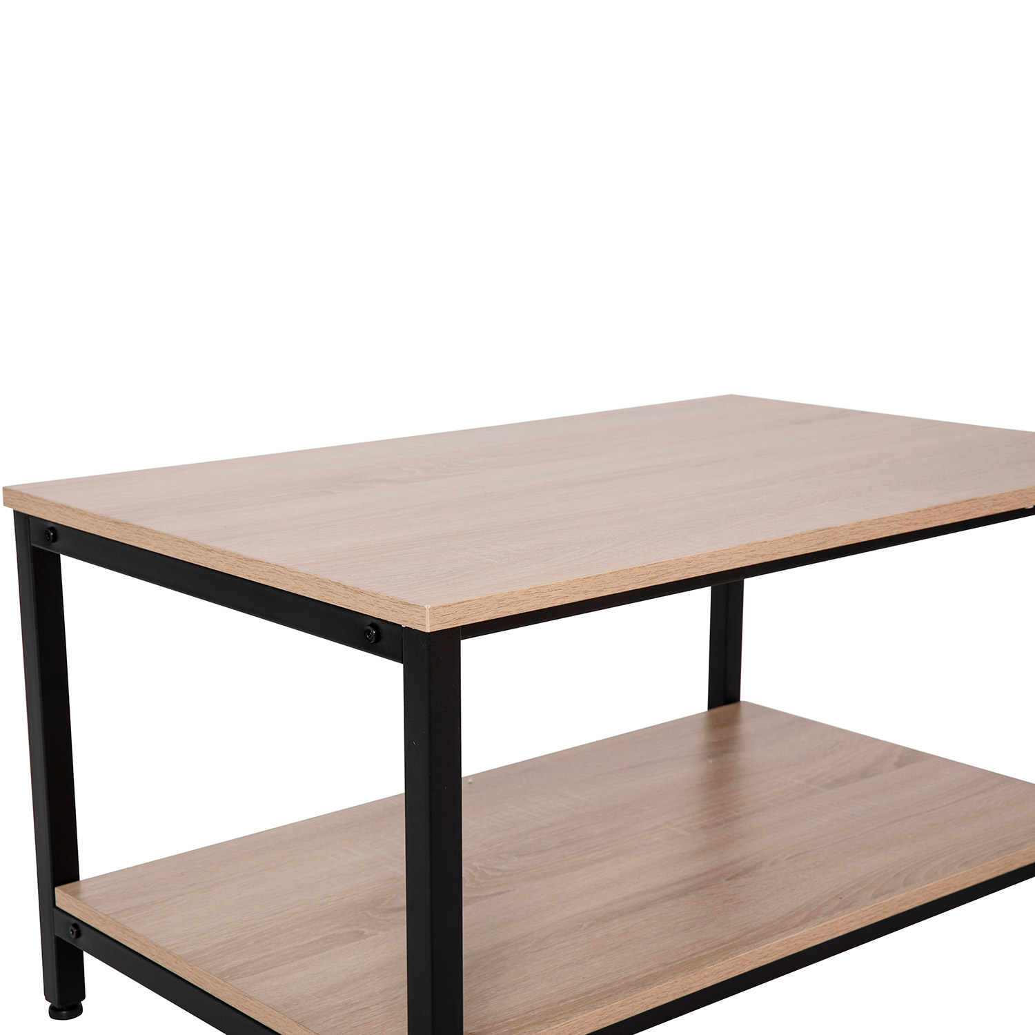 BLNK - Finley Modern Industrial 2 Tier Rectangular Metal and Driftwood Coffee Table