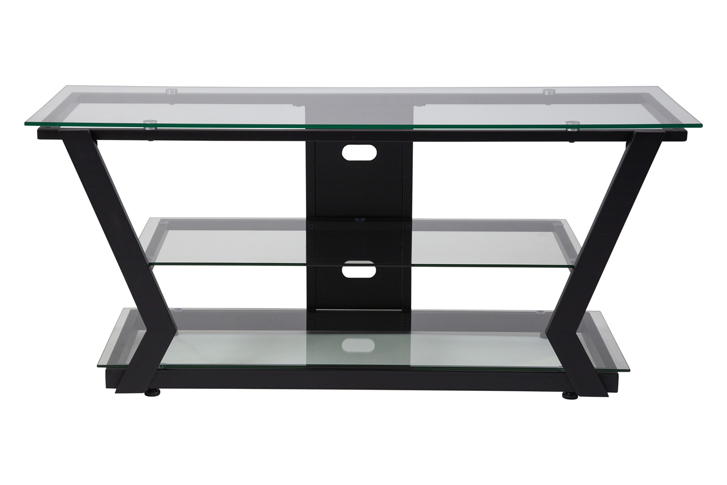 BLNK - Harbor Hills Glass TV Stand with Black Metal Frame