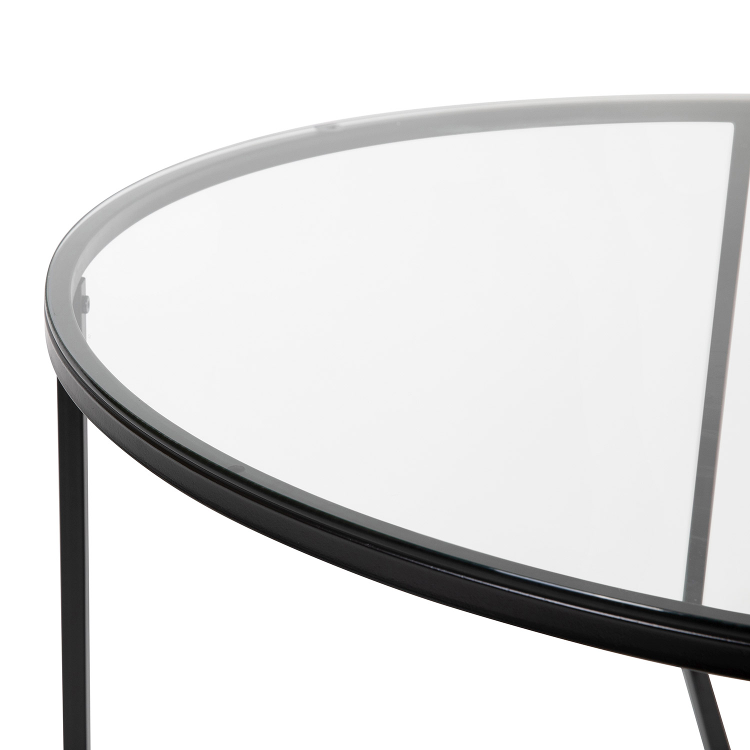 BLNK Greenwich Collection Modern Clear Glass Accent Coffee Table - Matte Black