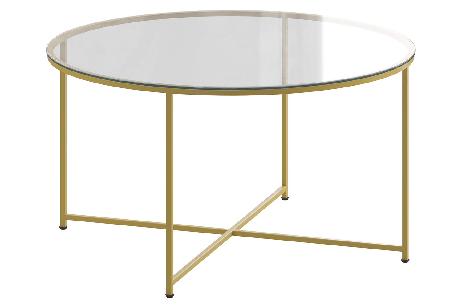 BLNK Greenwich Collection Modern Clear Glass Accent Coffee Table - Brushed Gold